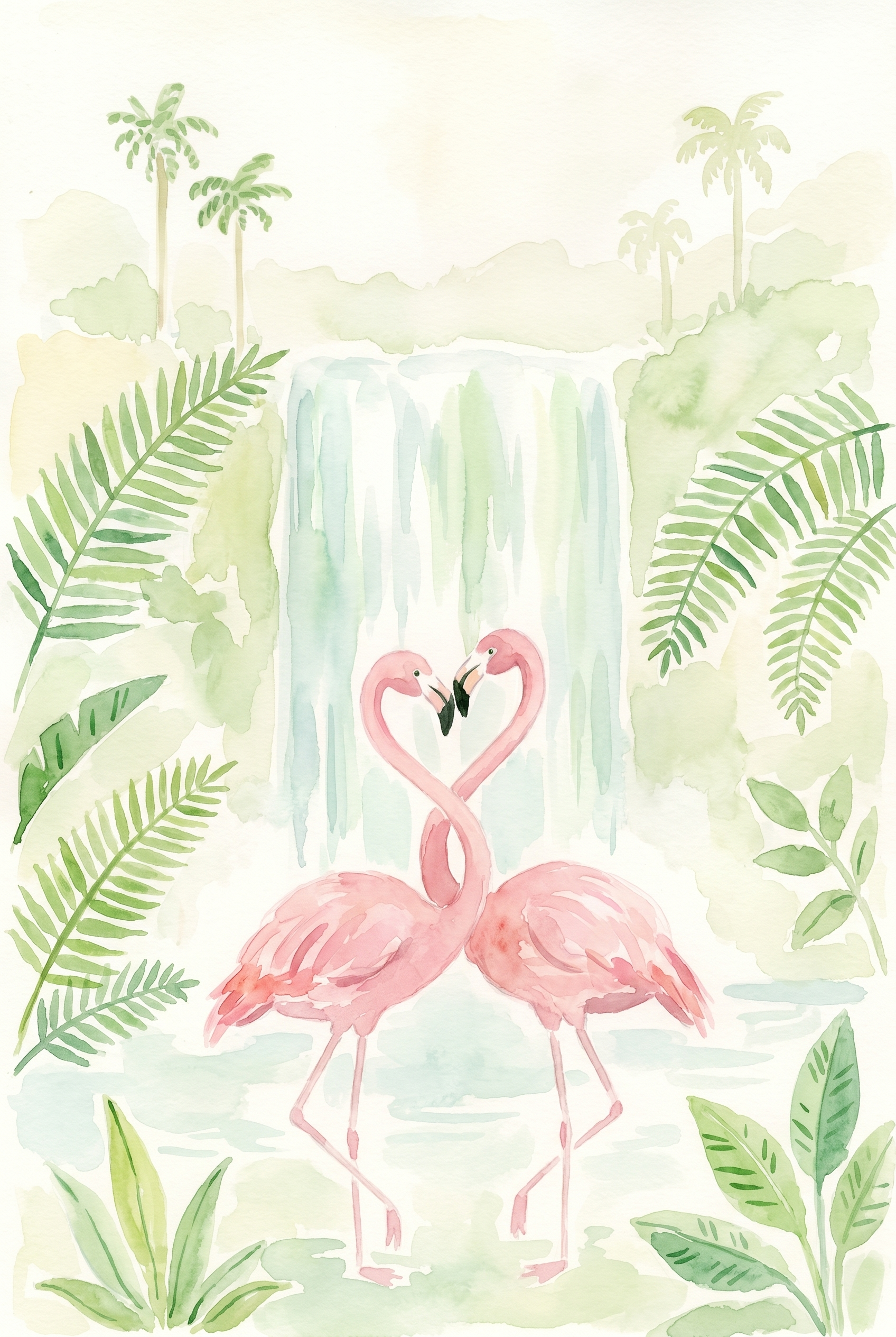 Tropical Pink Flamingo Wall Art - Tropical Flamingo Love