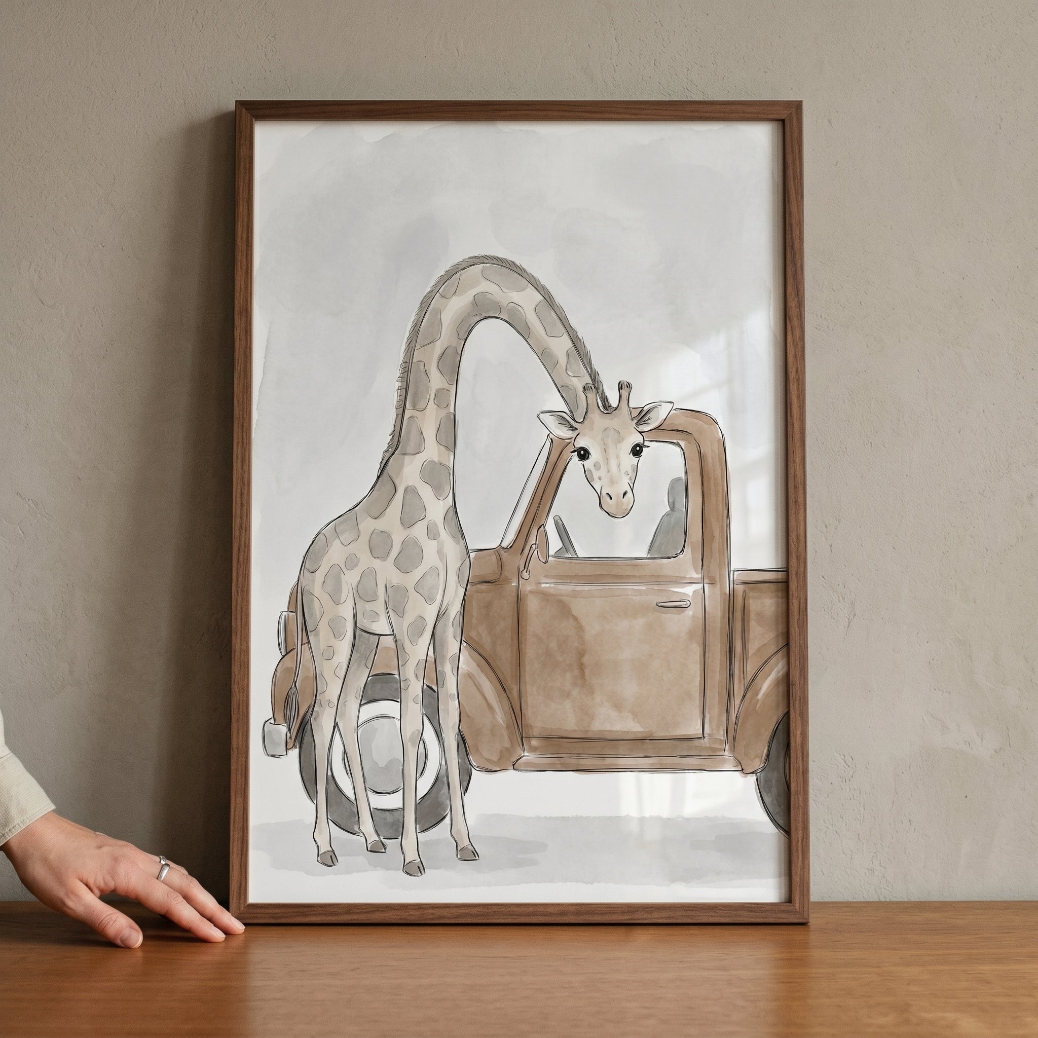 Truck Window Peeking Giraffe Wall Art - Giraffe Joy Ride