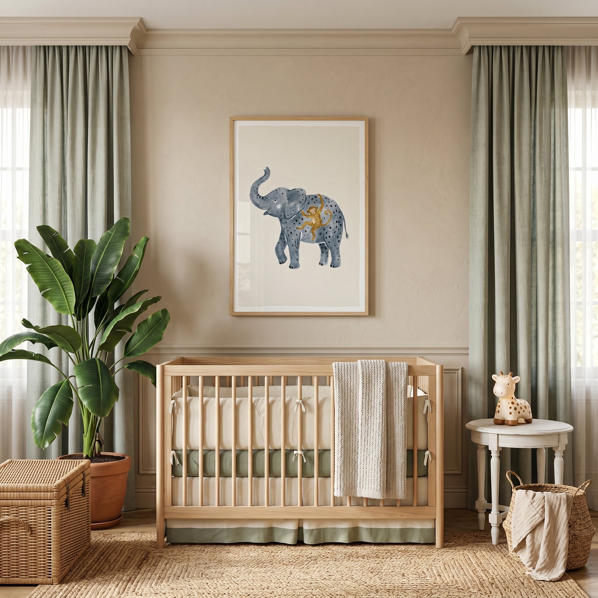 Trunk Up Spotted Elephant Wall Art - Spotted Elephant Pals