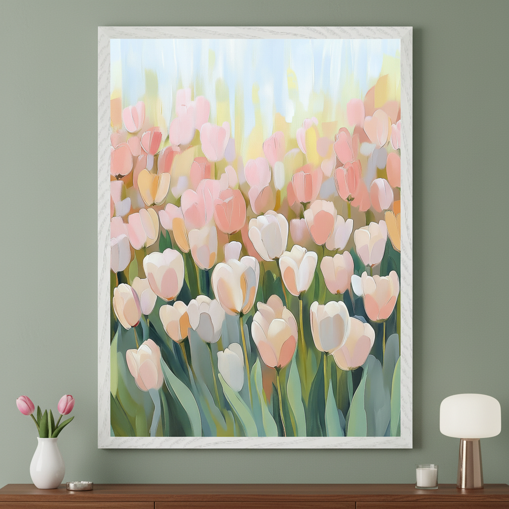 Soft Tulip Serenity - Tulips Wall Art for Living Room, Bedroom or Office