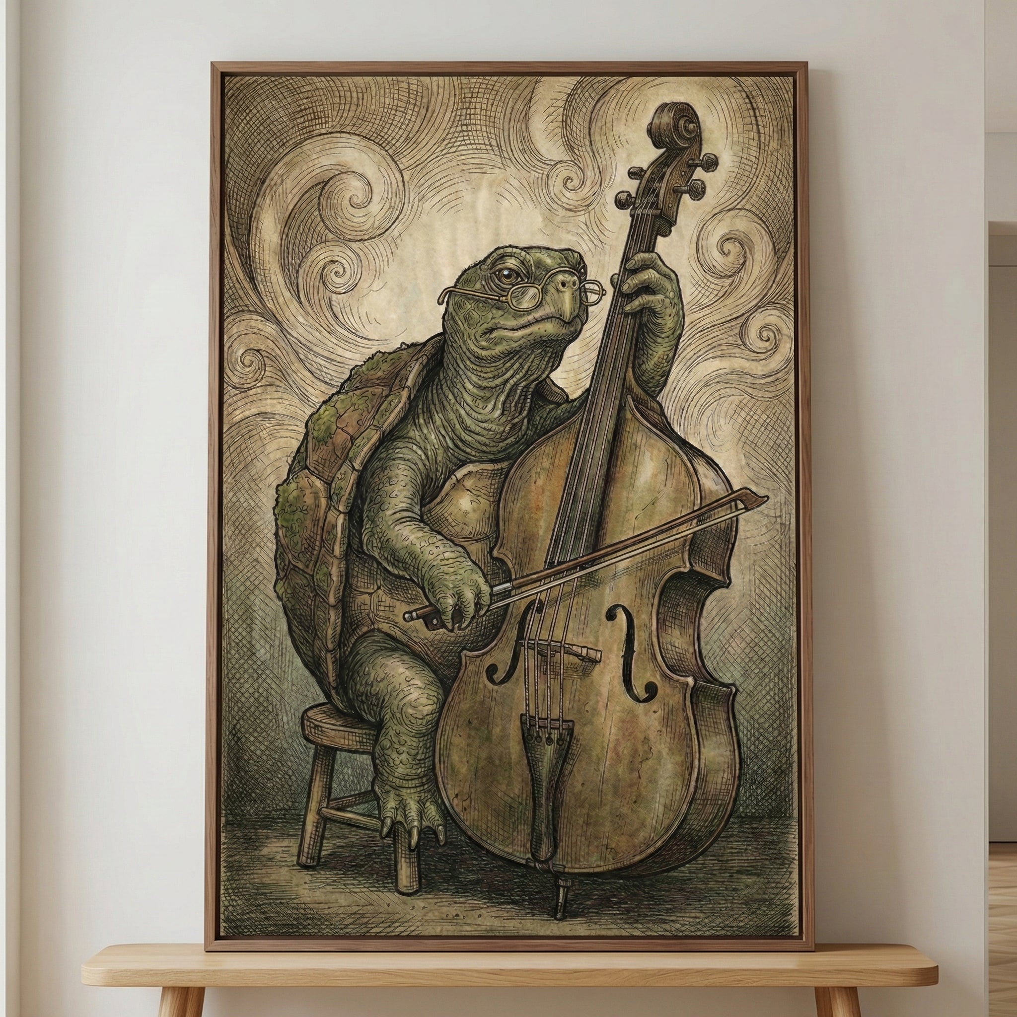 Velvet Resonance - Turtle Framed Wall Art for Living Room, Bedroom or Office