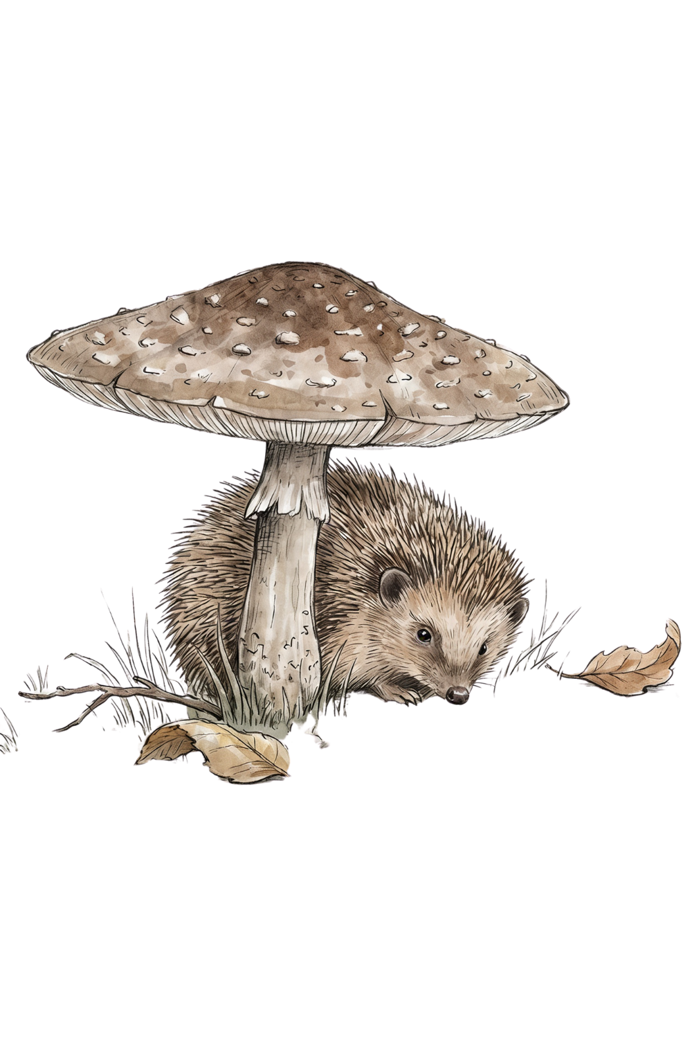 Under Mushroom Woodland Hedgehog Wall Art - Woodland Mushroom Shelter