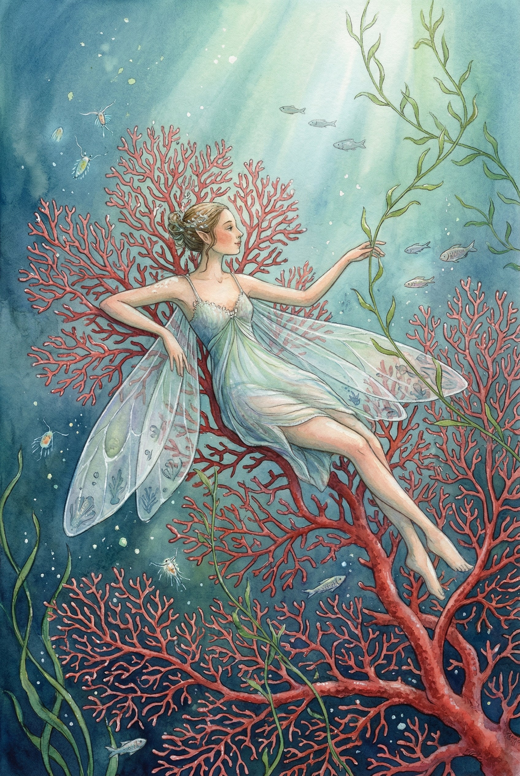 Underwater Sea Fairy Wall Art - Coral Reef Nymph