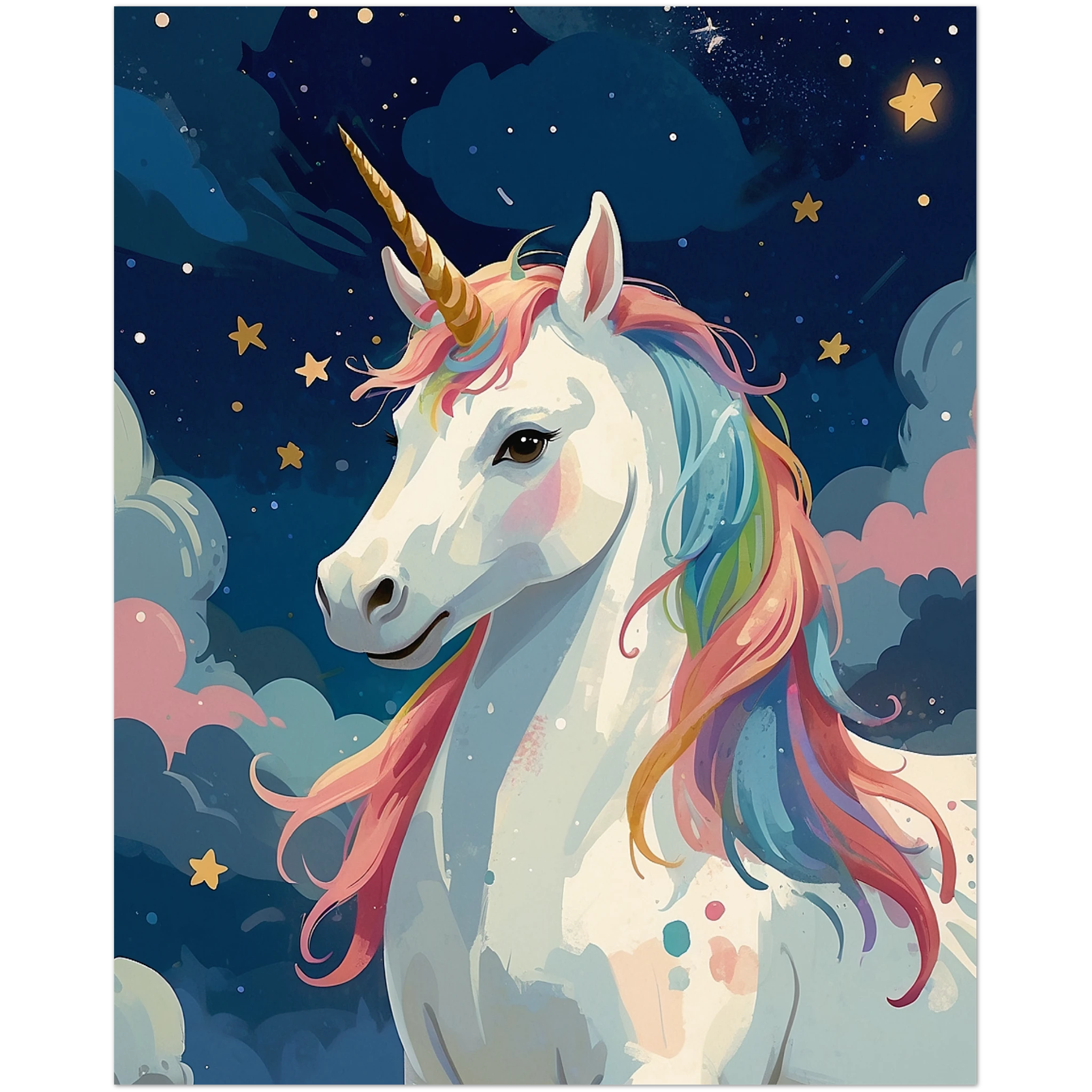 Magical Unicorn Wall Art for Nursery, Playroom or Kids Bedrooms - Enchanted Night Sky Decor - Starry Unicorn