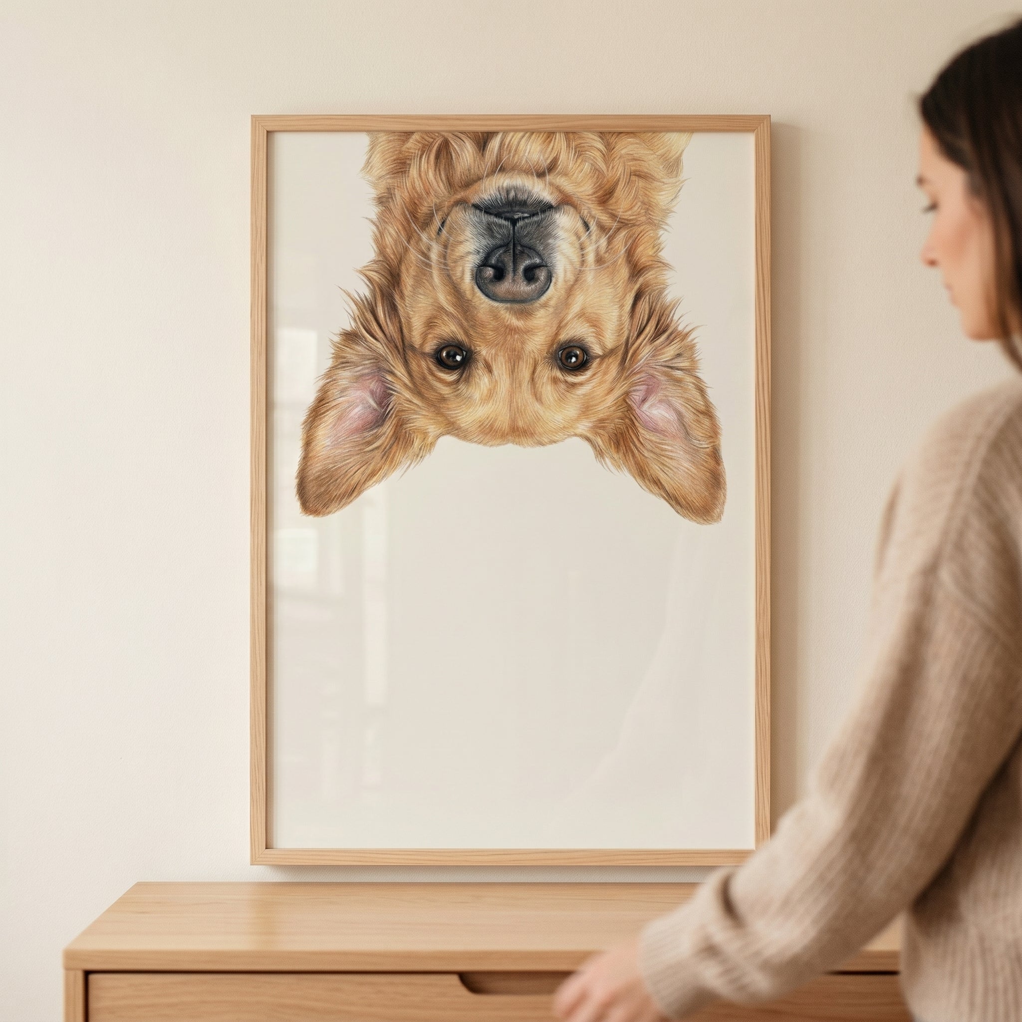 Upside Down Golden Retriever Wall Art - Upside Down Pup