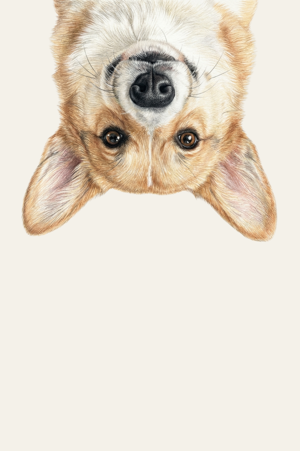 Upside Down Tan Corgi Wall Art - Upside Down Corgi