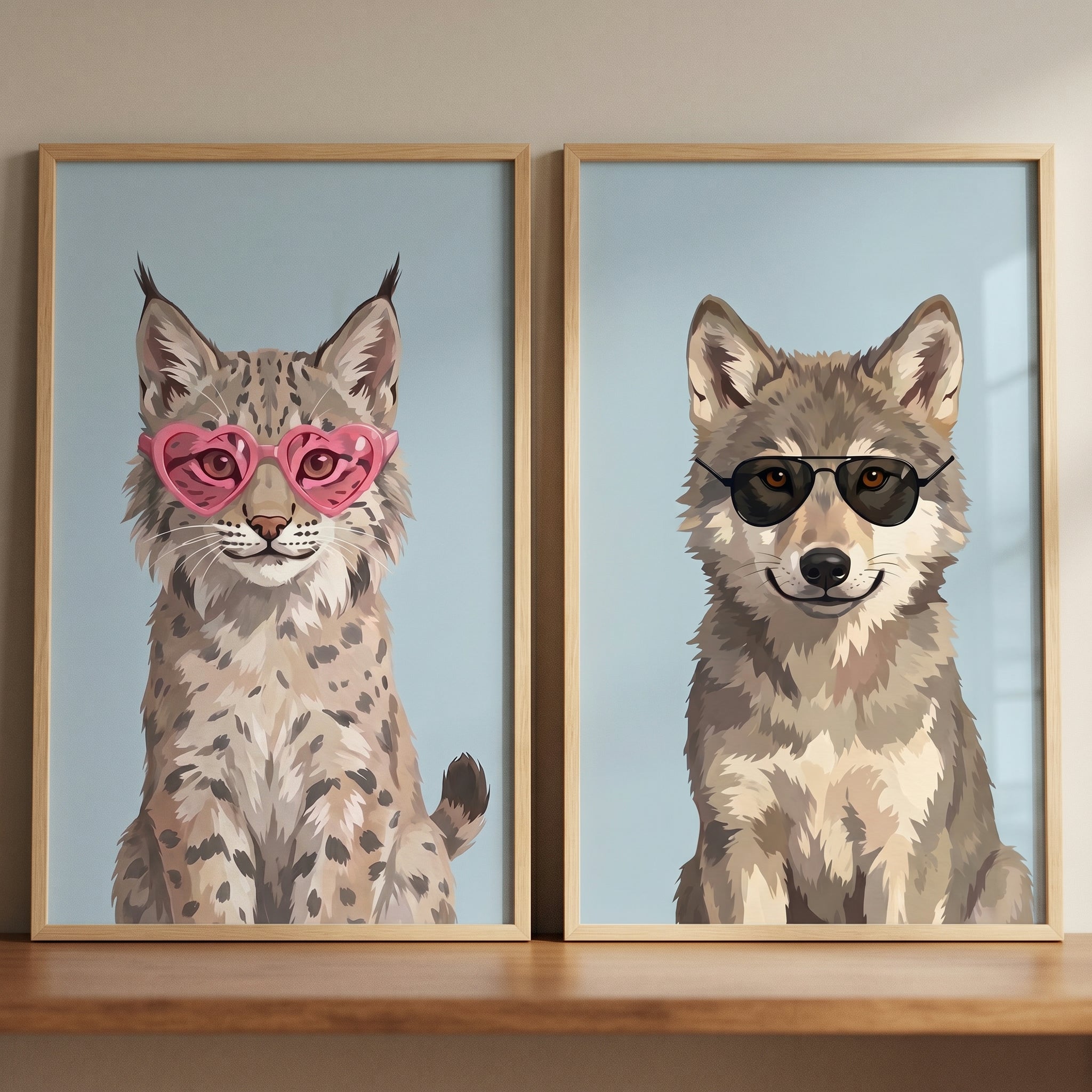 Urban Shades Forest Animal Wall Art Set of 2 - Cool Wild Duo