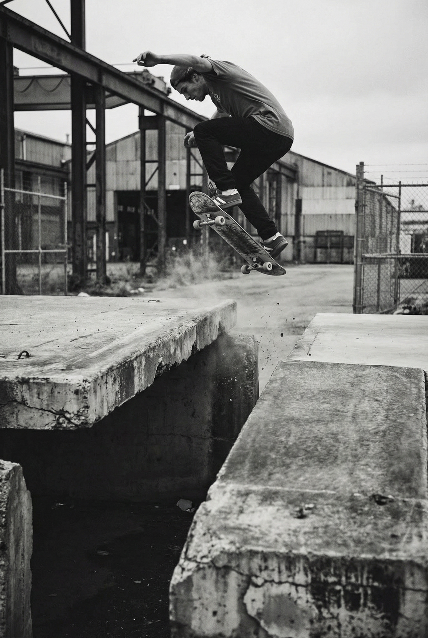 Urban Street Monochrome Skateboarder Wall Art - Urban Skate Leap