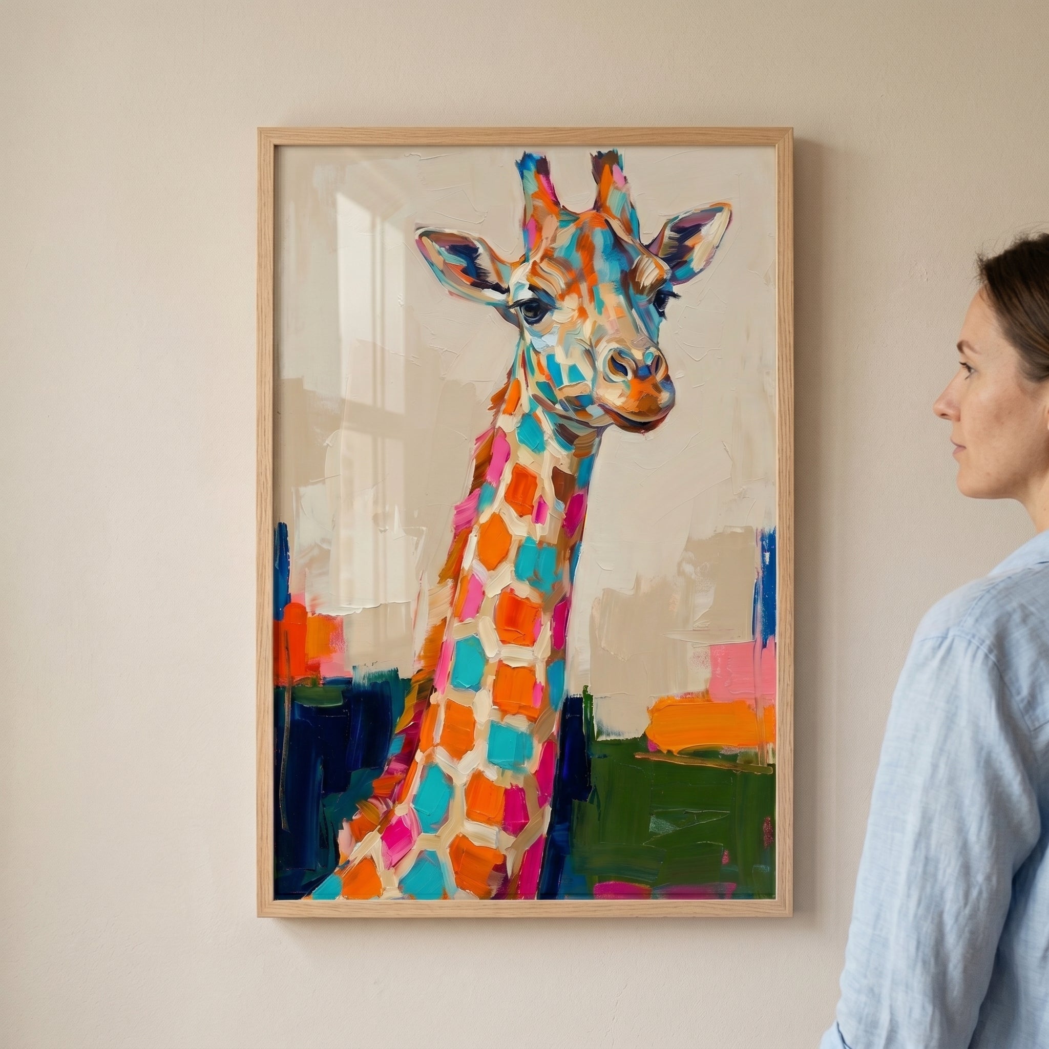 Vibrant Palette Knife Giraffe Artwork - Vibrant Safari Soul