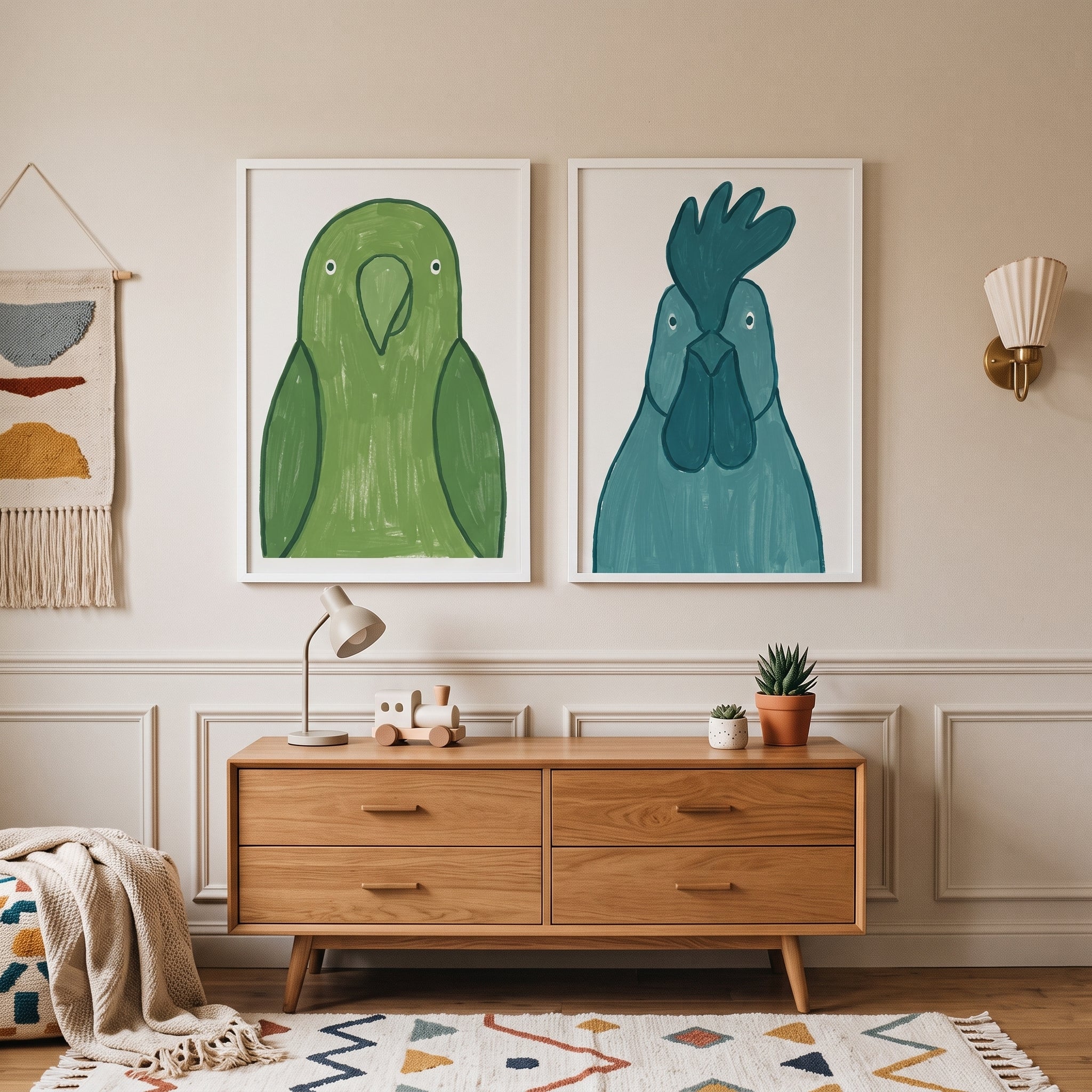 Vibrant Textured Bird Wall Art Set of 2 - Vibrant Avian Duo