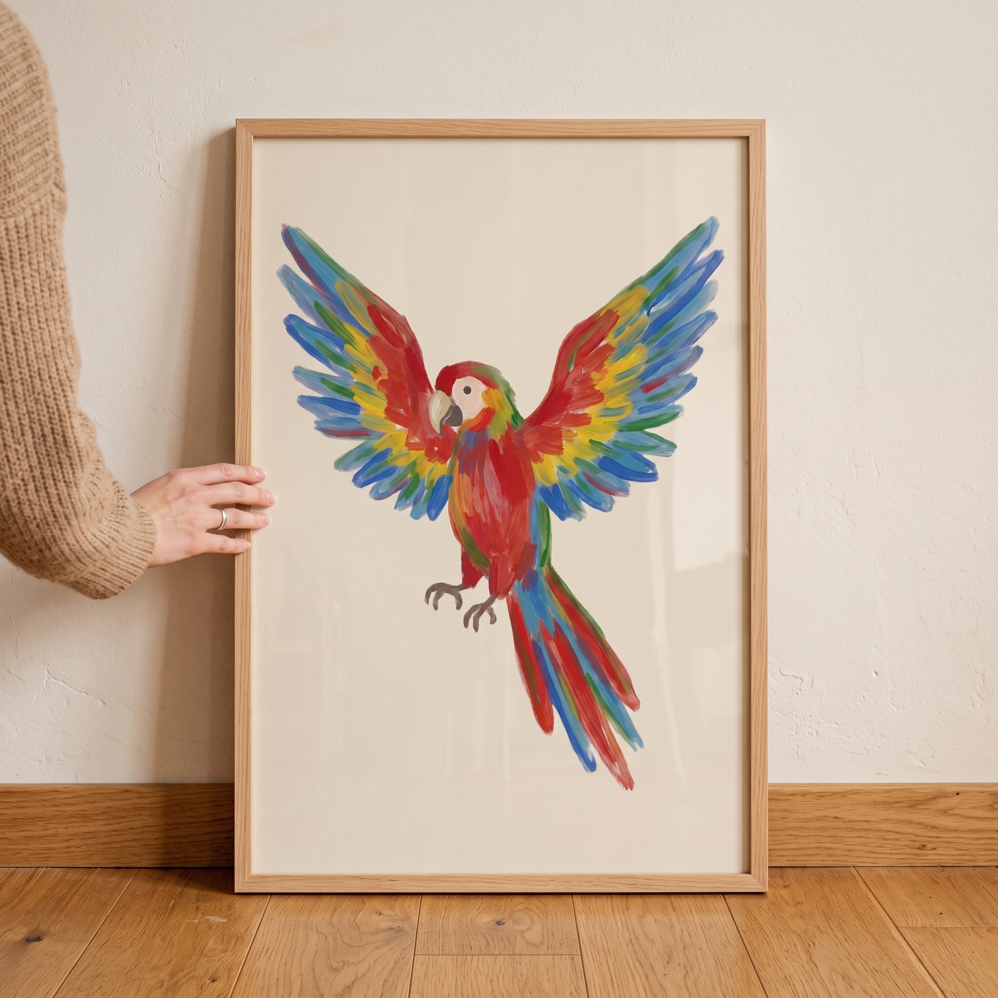 Vibrant Wings Spread Macaw Bird Wall Art - Vibrant Tropical Bird