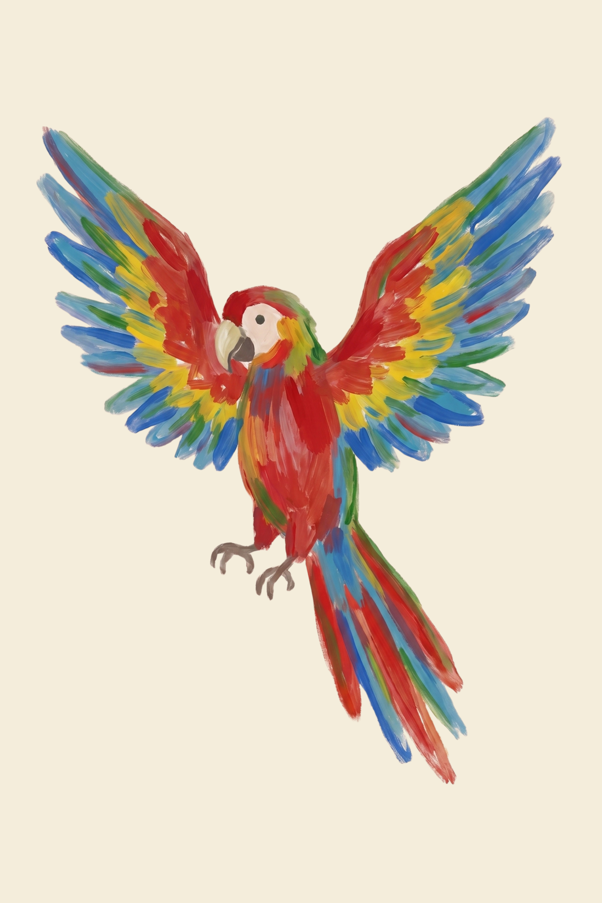 Vibrant Wings Spread Macaw Bird Wall Art - Vibrant Tropical Bird