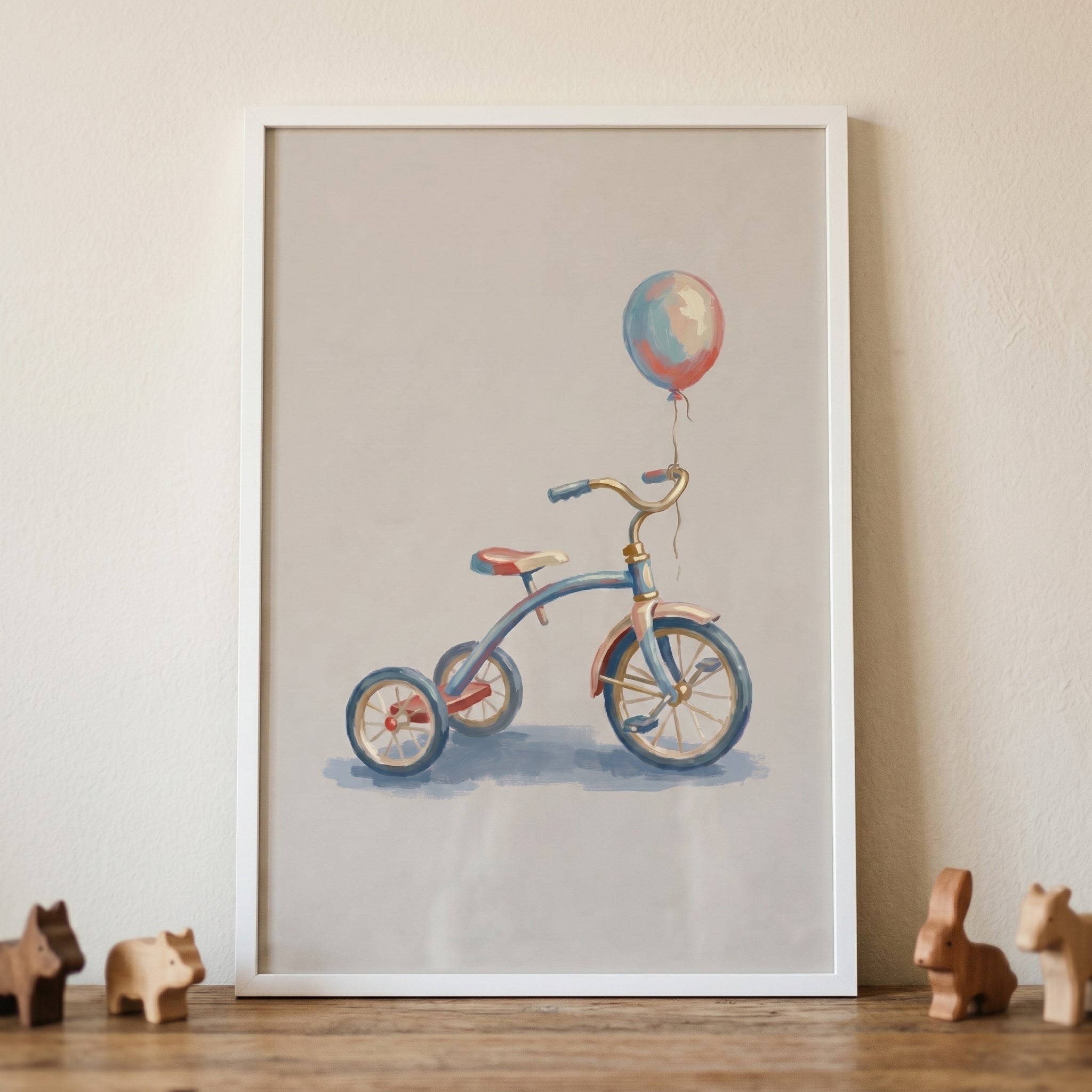 Vintage Blue Balloon Tricycle Wall Art - Blue Trike Dreams