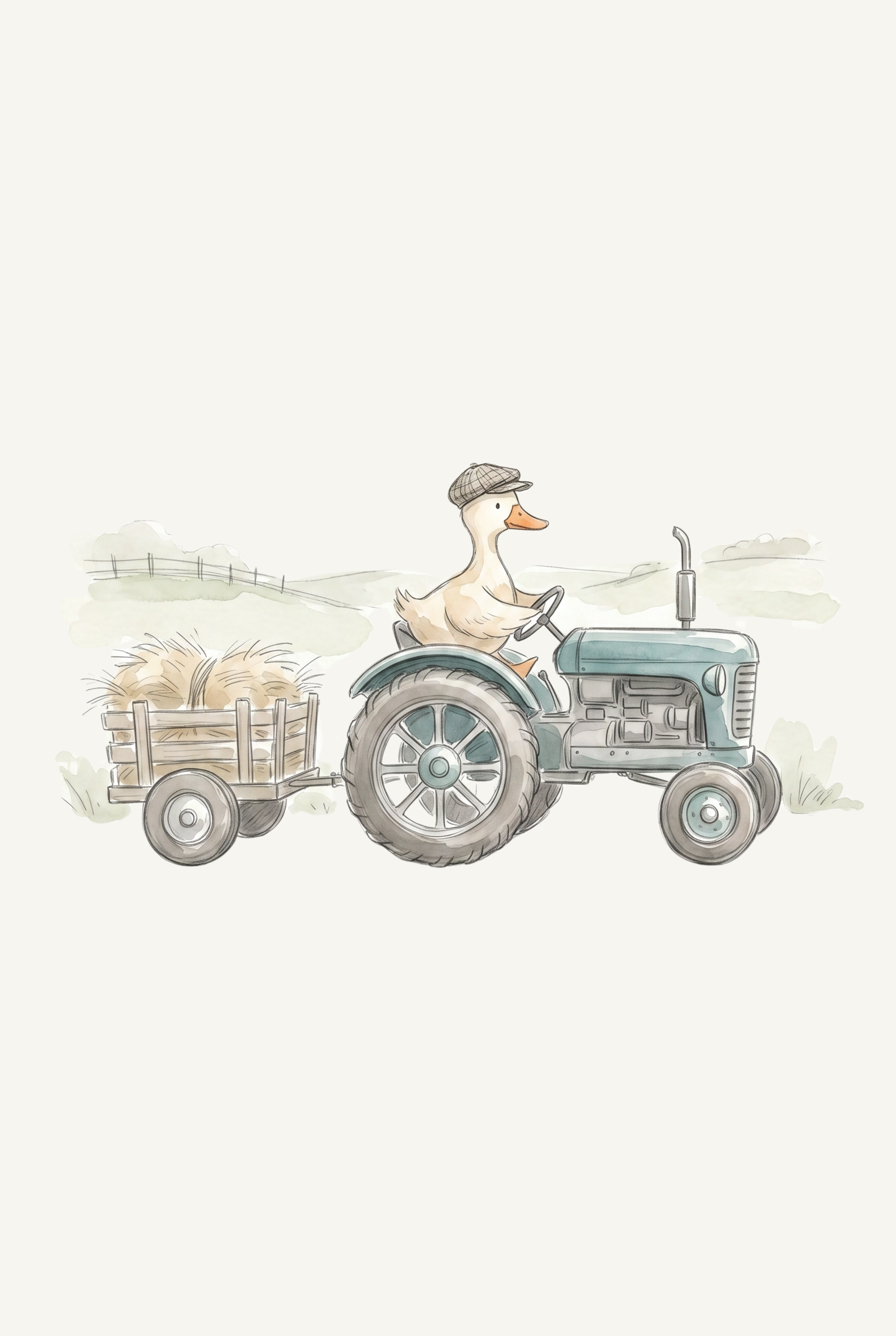 Vintage Blue Tractor Duck Wall Art - Little Farm Driver