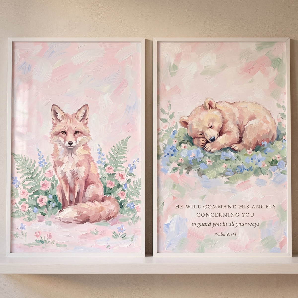 Vintage Botanical Woodland Animals Wall Art Set of 2 - Blessed Woodland Creatures