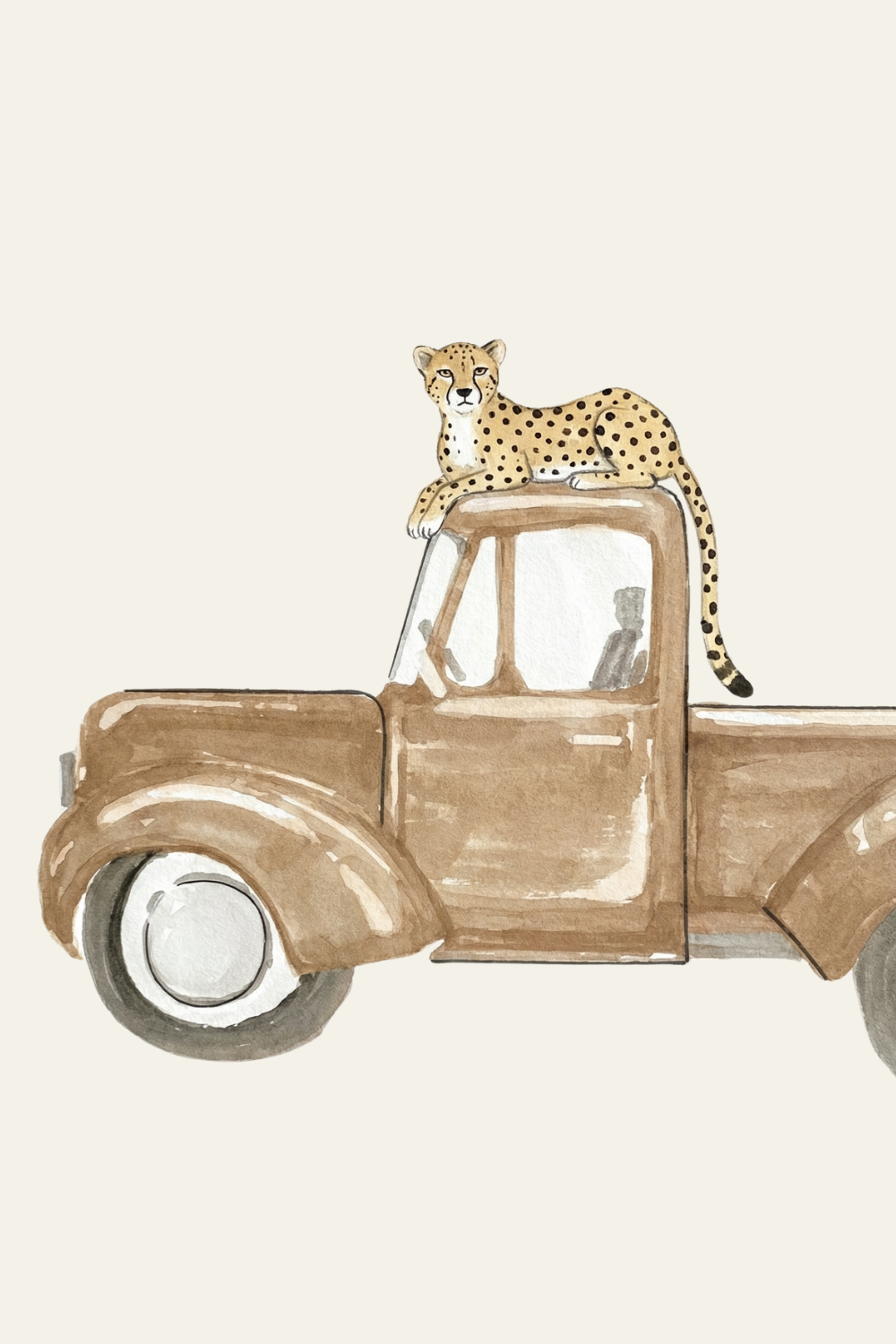 Vintage Brown Truck Cheetah Wall Art - Spotted Safari Truck