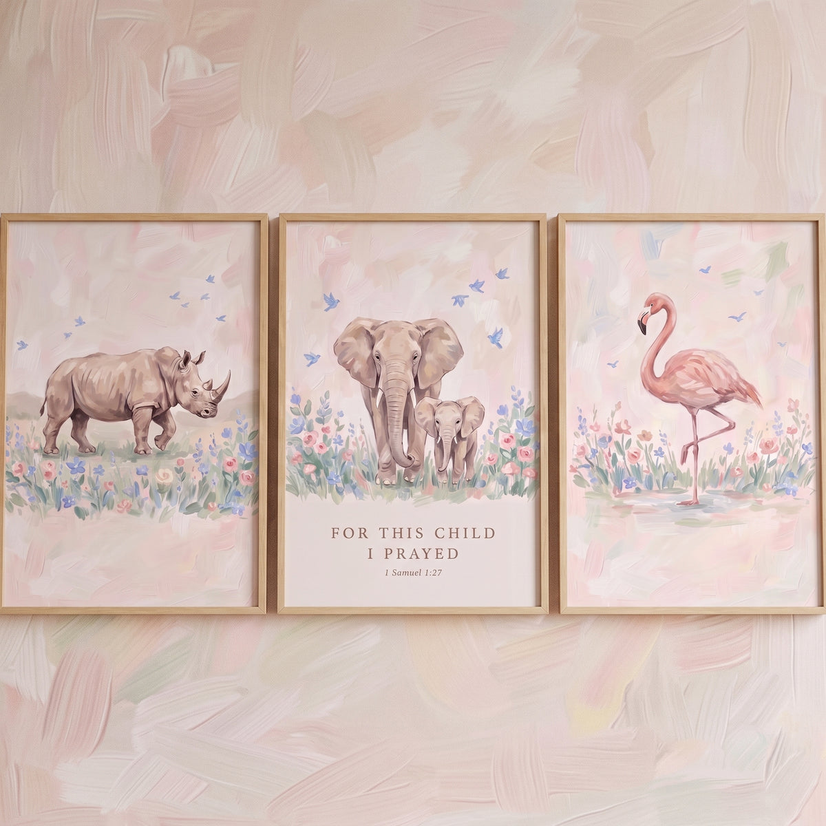Vintage Charm Savanna Animals Wall Art Set Of 3 - Safari Grace Trio