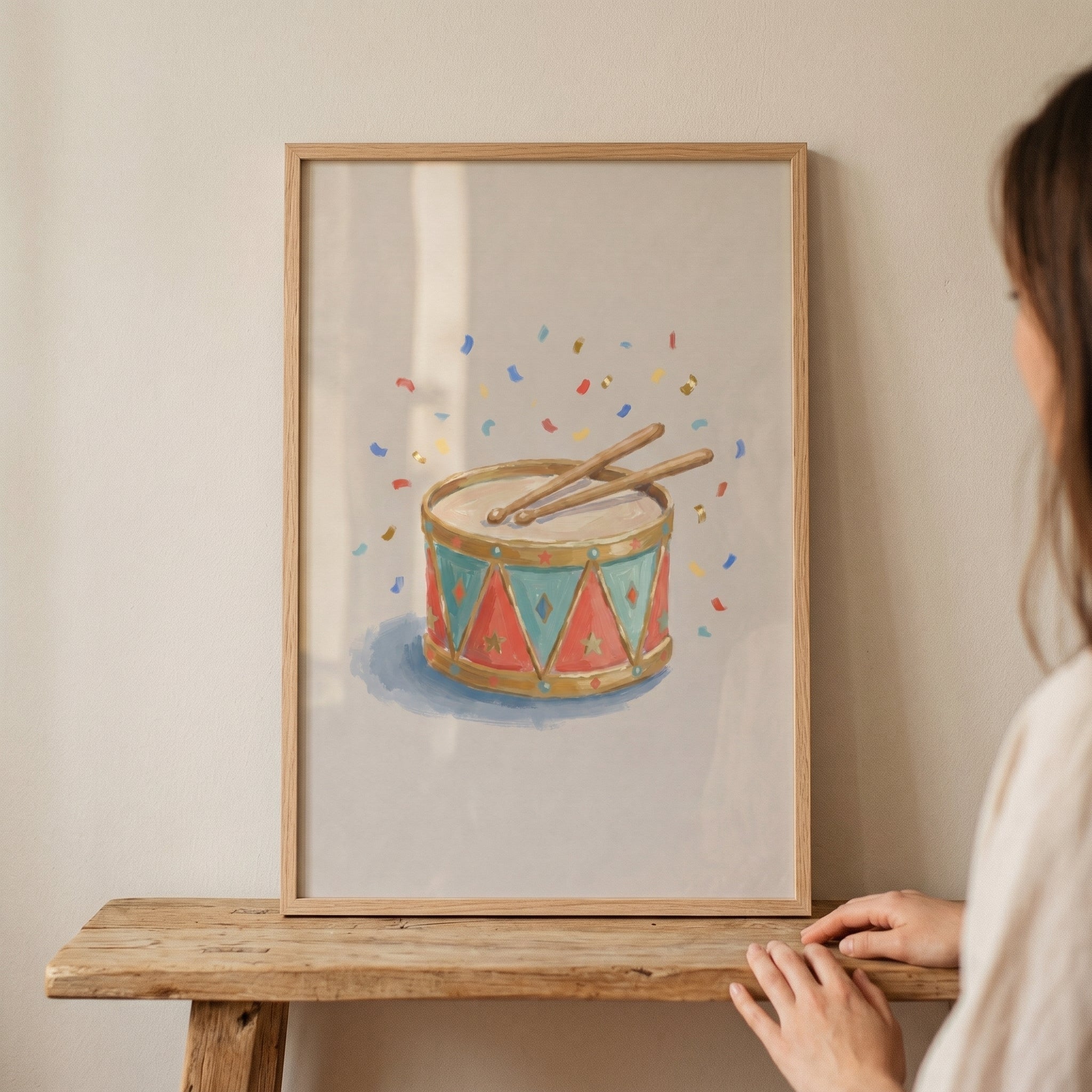Vintage Circus Toy Drum Wall Art - Festive Drum Beats