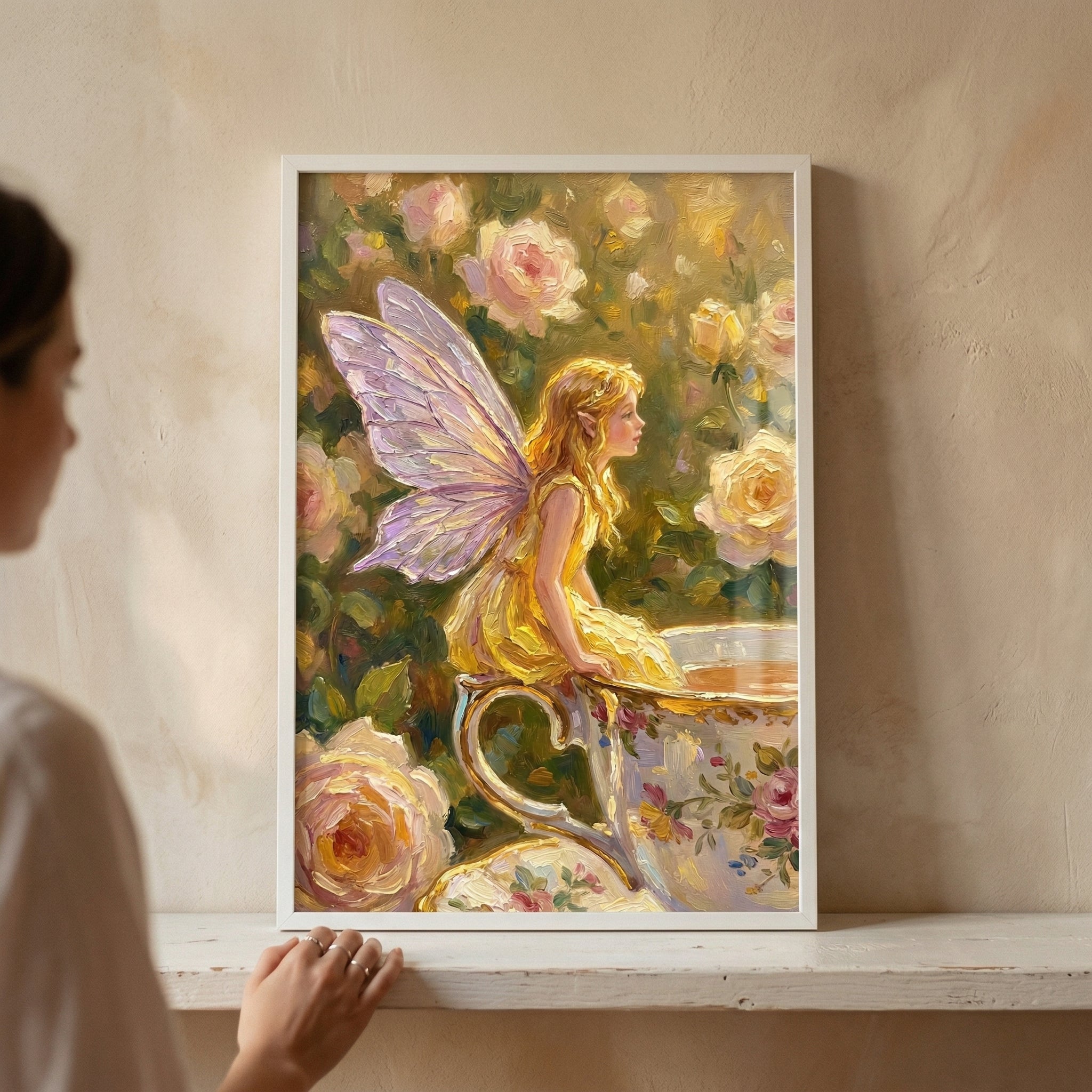 Vintage Floral Teacup Fairy Wall Art - Teacup Fairy Bliss