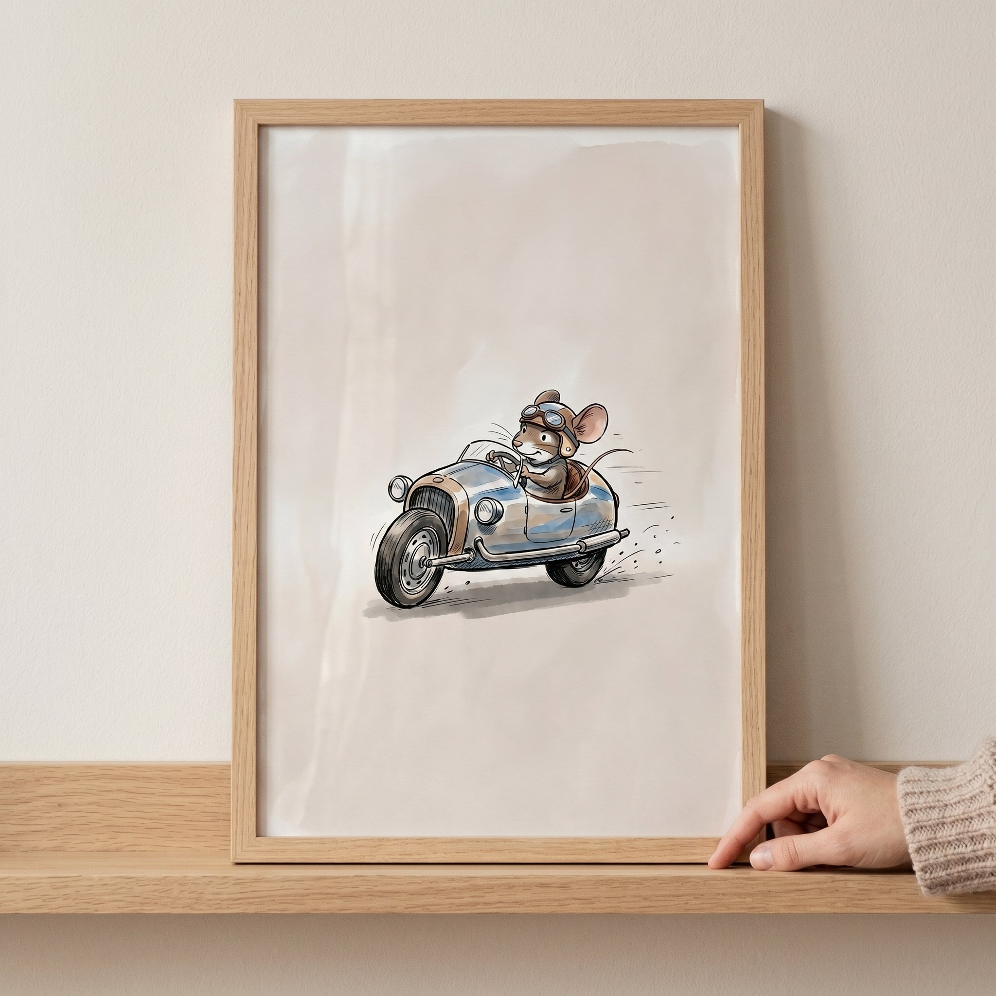 Vintage Goggles Racing Mouse Wall Art - Little Mouse Racer