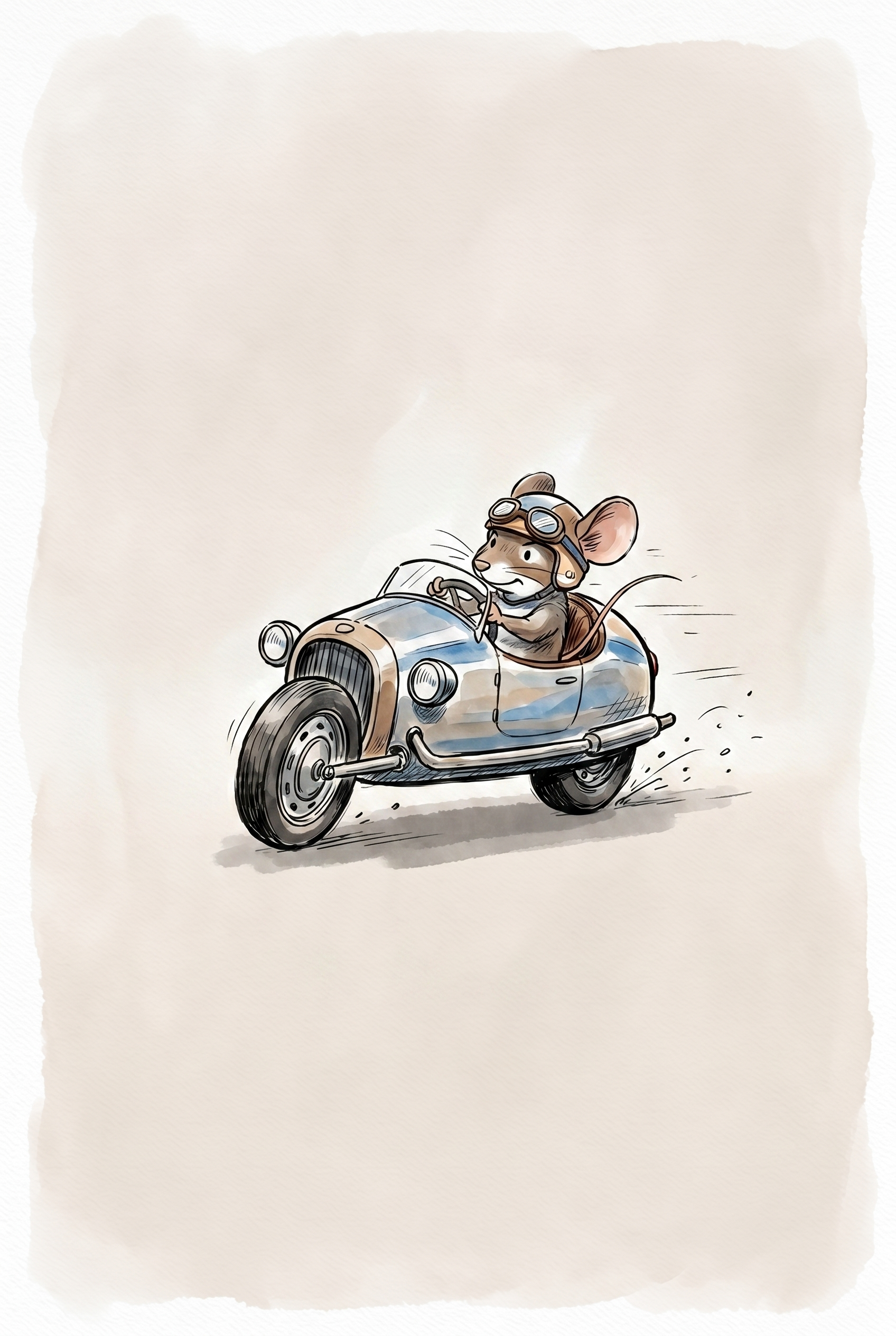 Vintage Goggles Racing Mouse Wall Art - Little Mouse Racer
