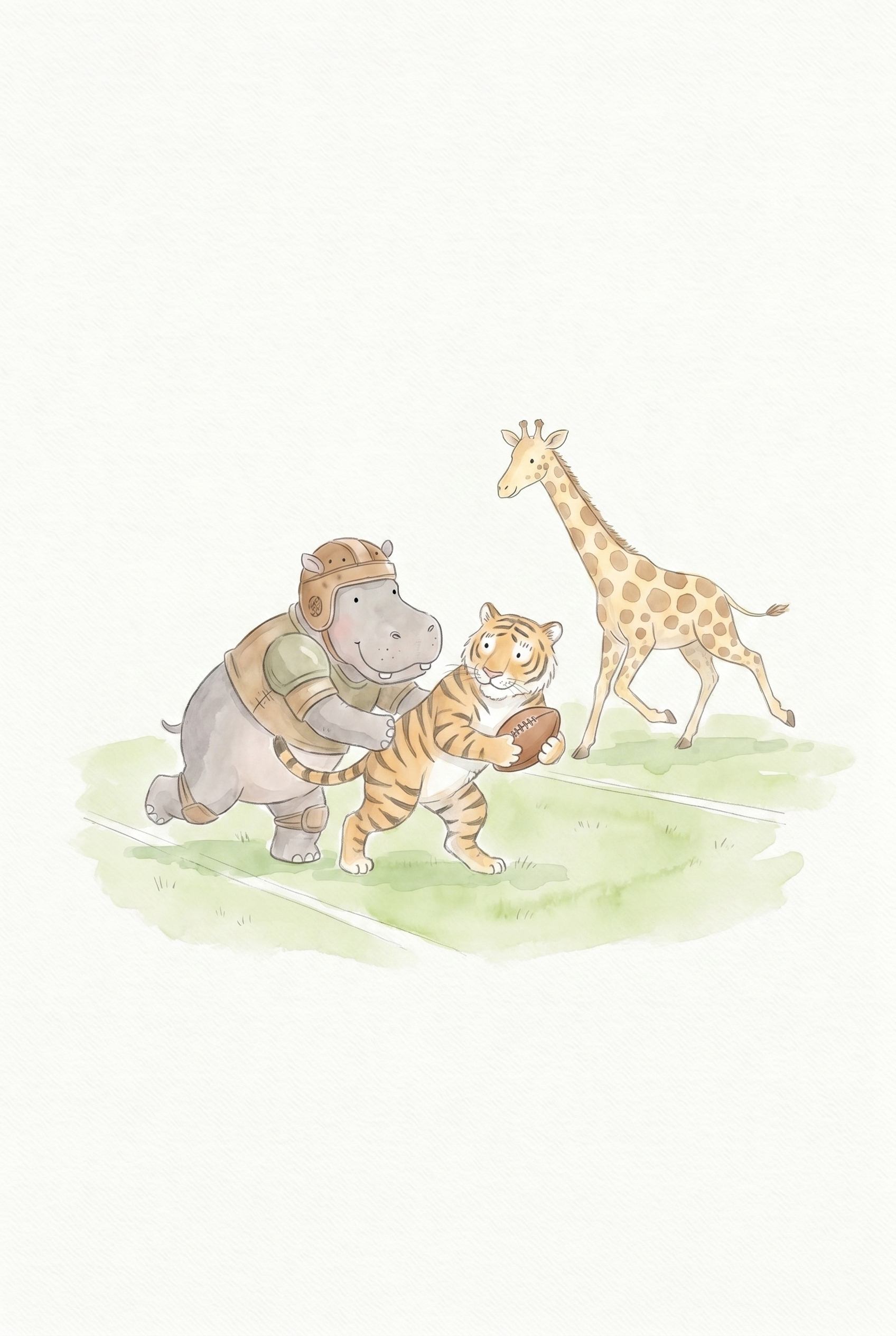 Vintage Helmet Football Animals Wall Art - Jungle Football Match