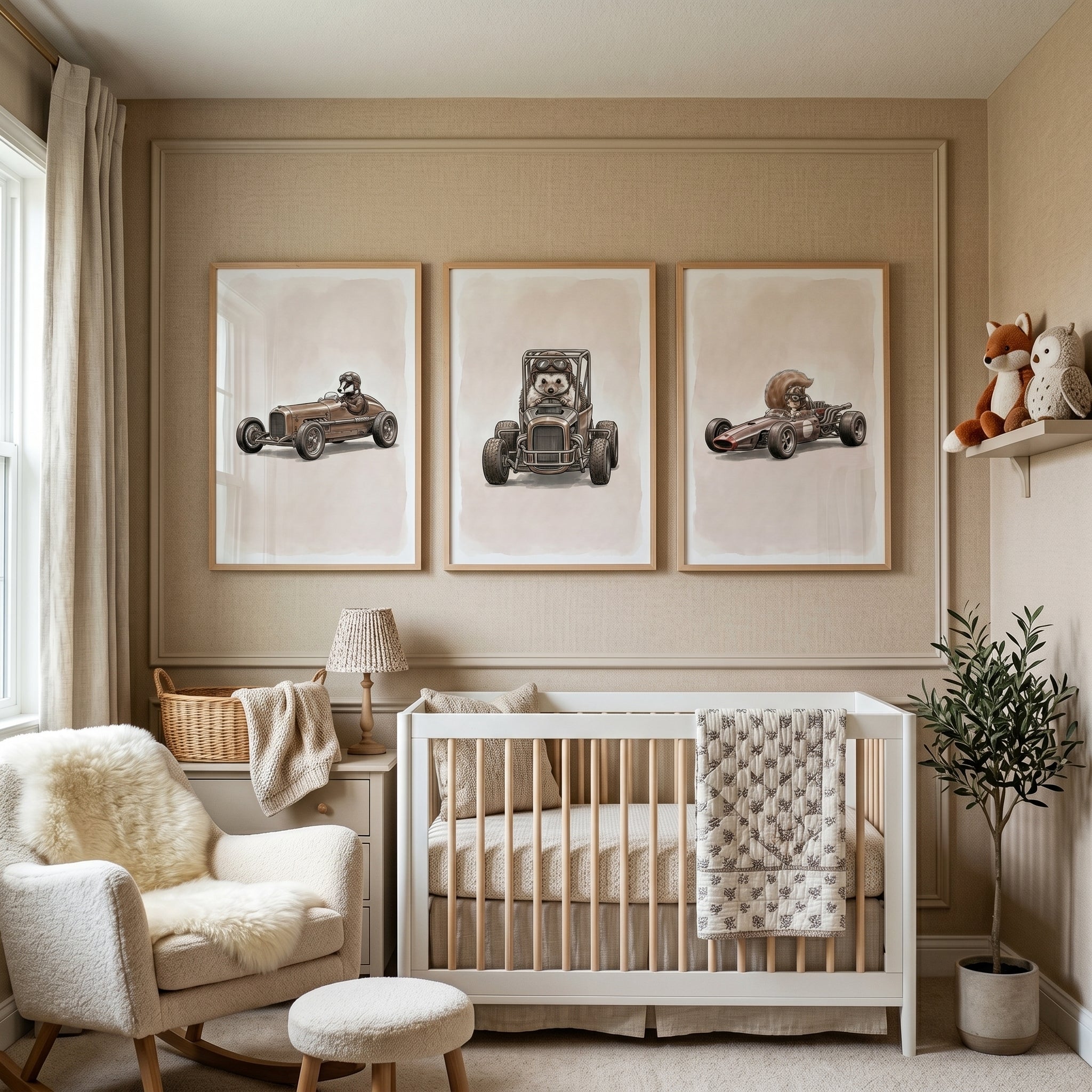 Vintage Hot Rod Animal Wall Art Set of 3 - Vintage Animal Racing