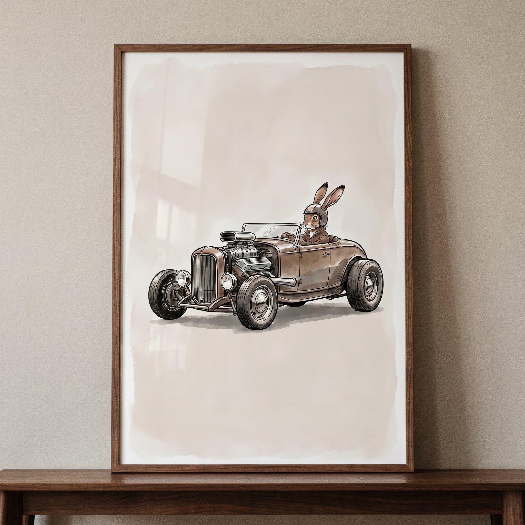 Vintage Hot Rod Rabbit Wall Art - Hot Rod Hare