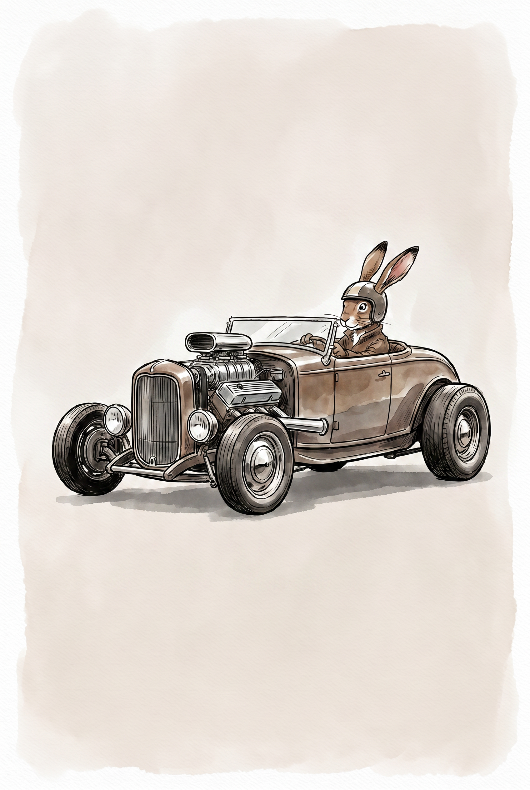 Vintage Hot Rod Rabbit Wall Art - Hot Rod Hare
