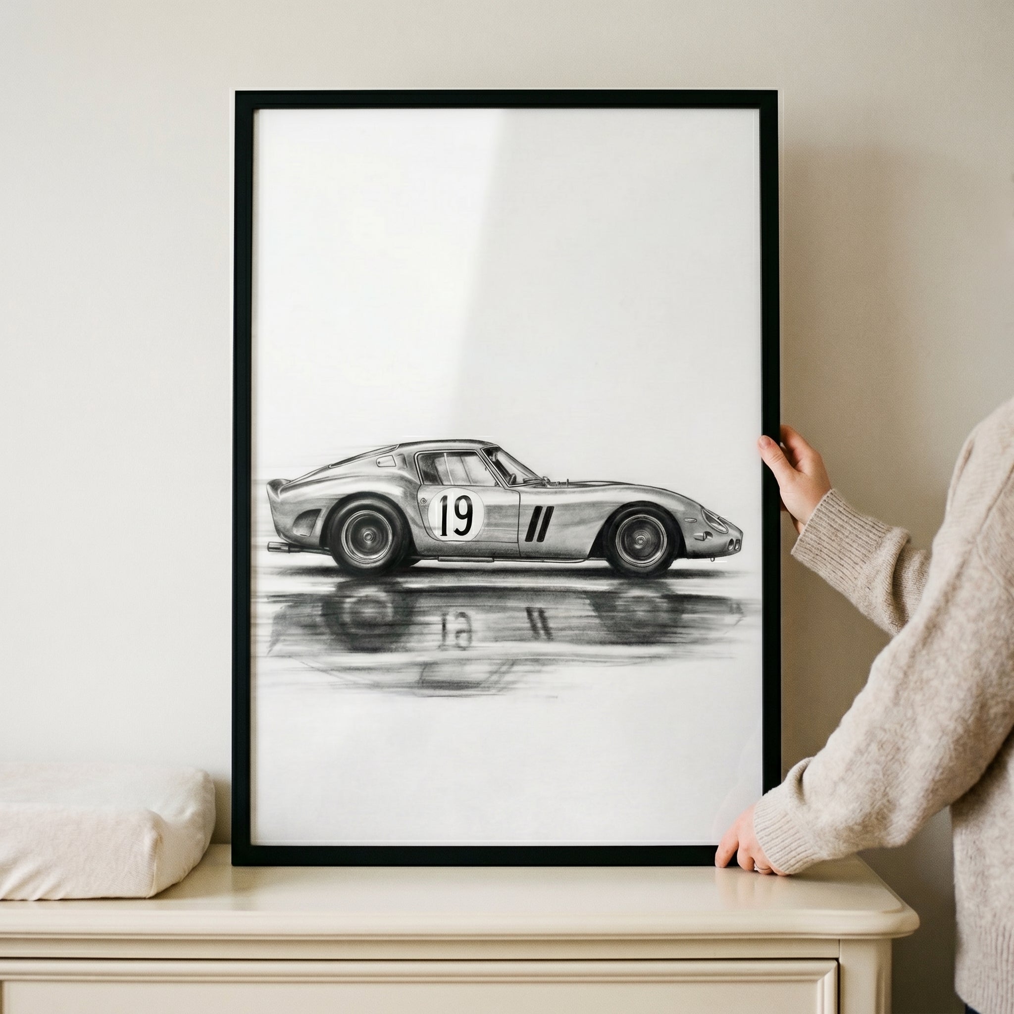 Vintage Numbered Race Car Wall Art - Vintage Speed Sketch