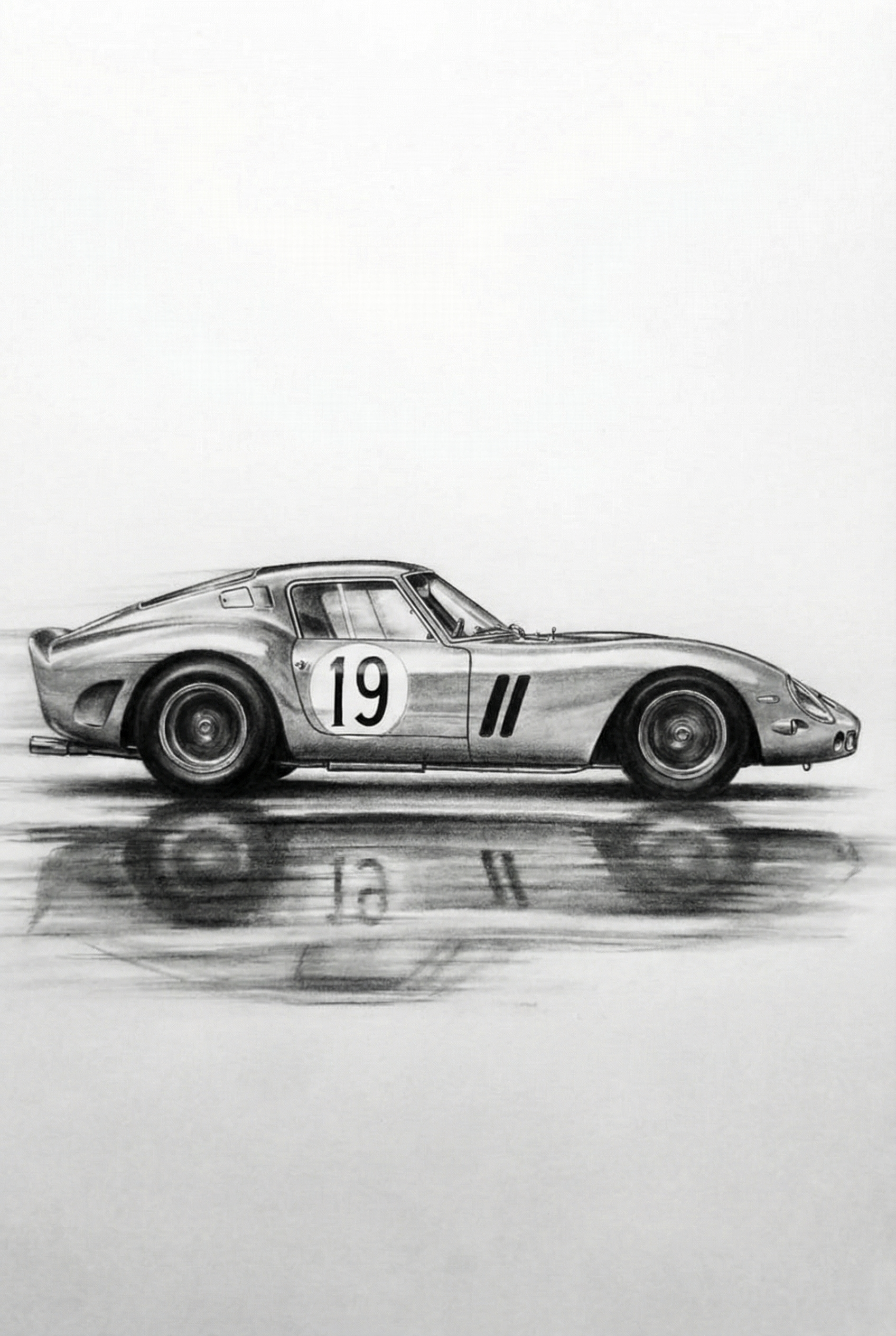Vintage Numbered Race Car Wall Art - Vintage Speed Sketch