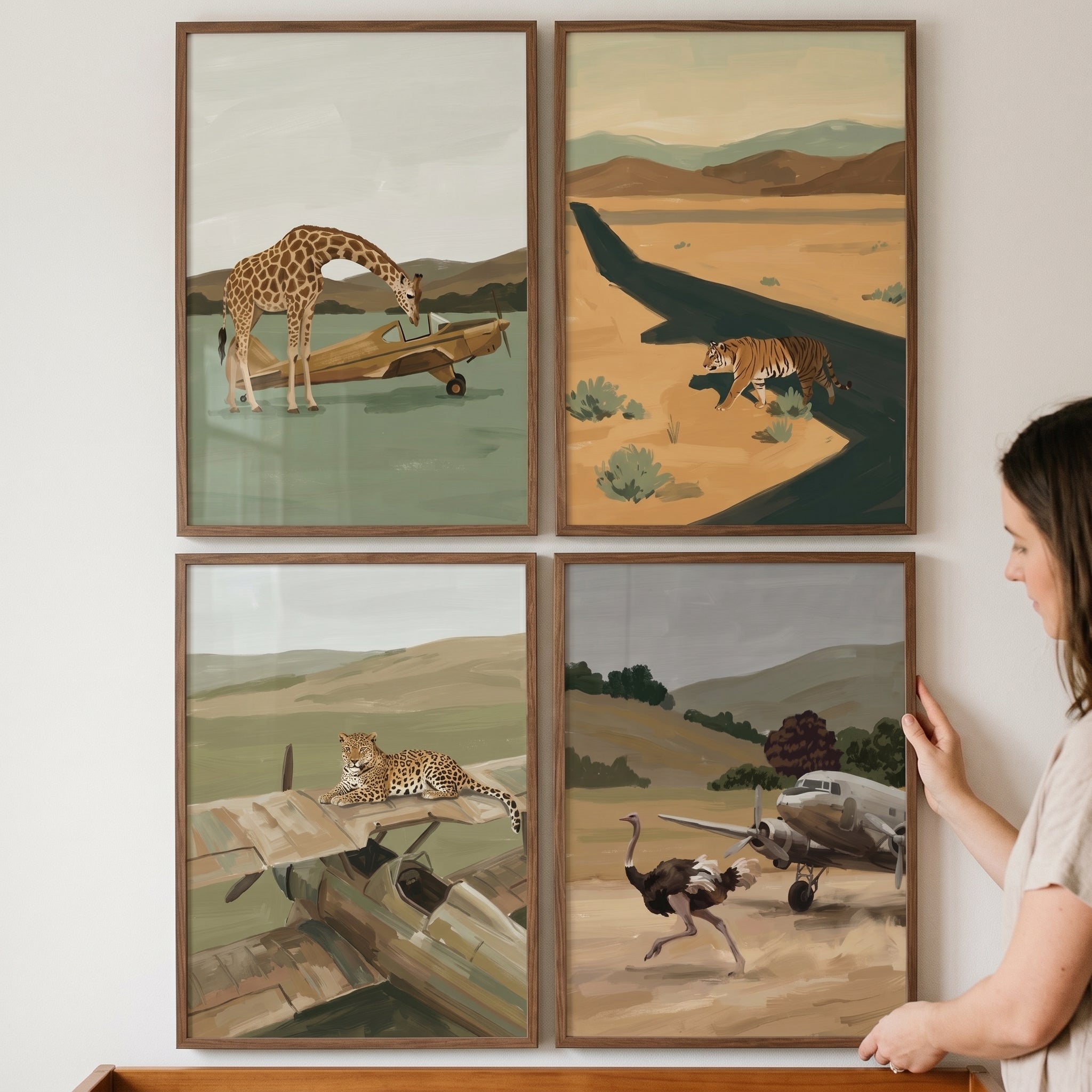 Vintage Prop Safari Animal Wall Art Set of 4 - Safari Sky Adventures