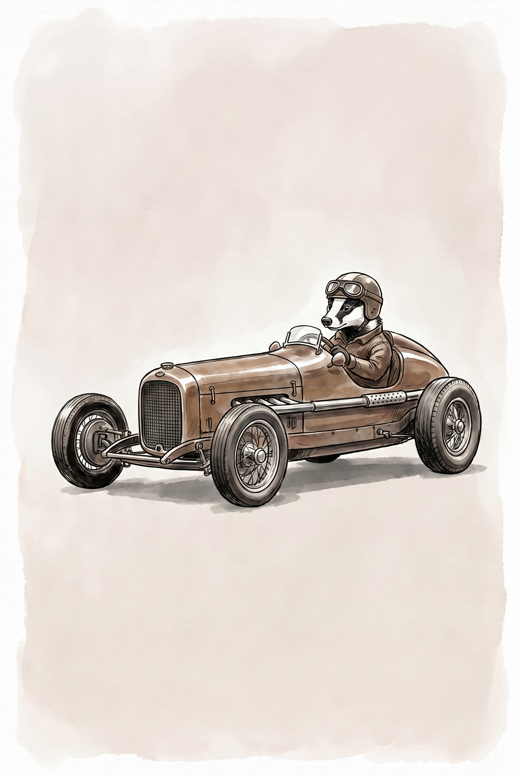 Vintage Race Car Badger Wall Art - Vintage Badger Racer
