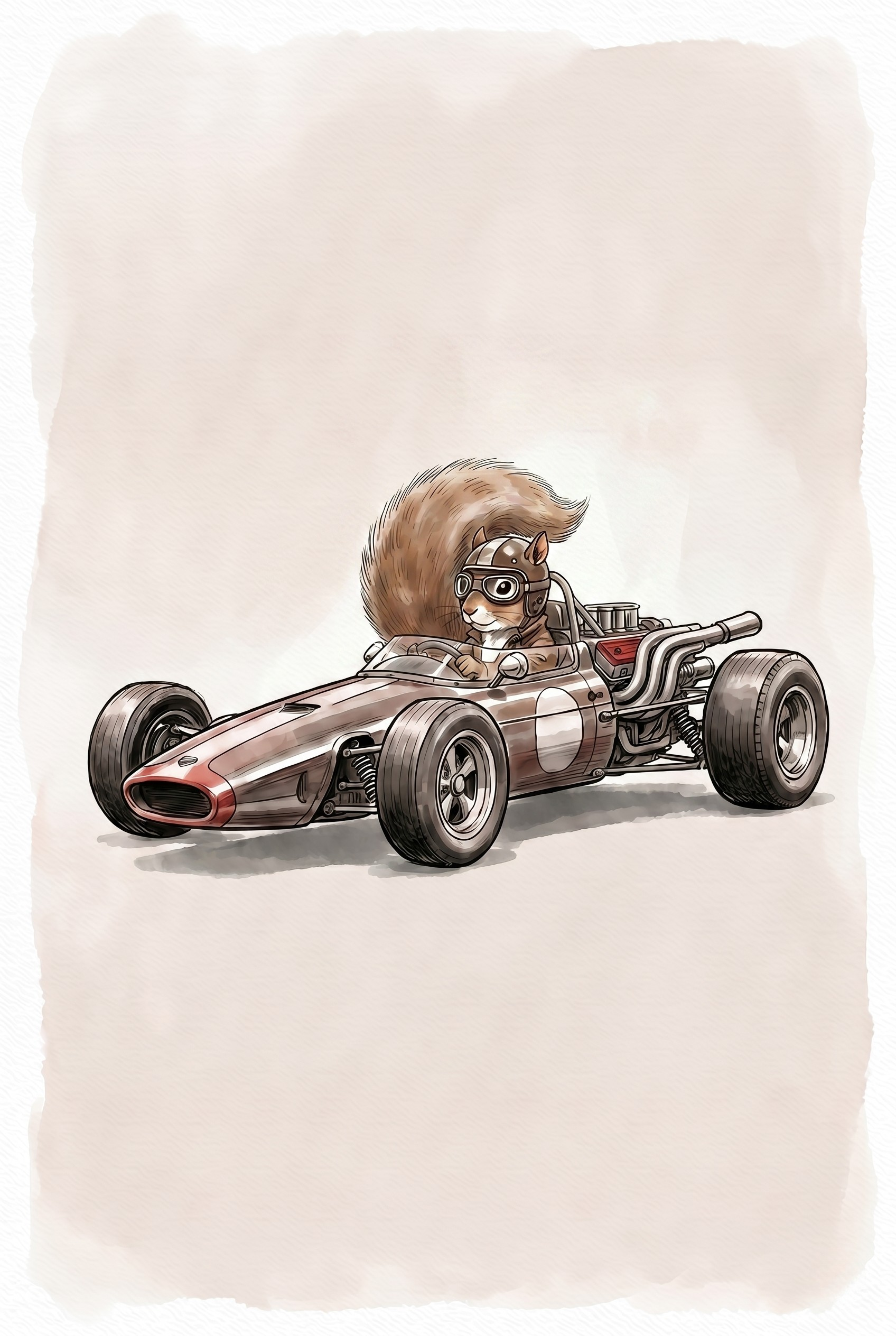 Vintage Racing Car Squirrel Wall Art - Nutty Race Car