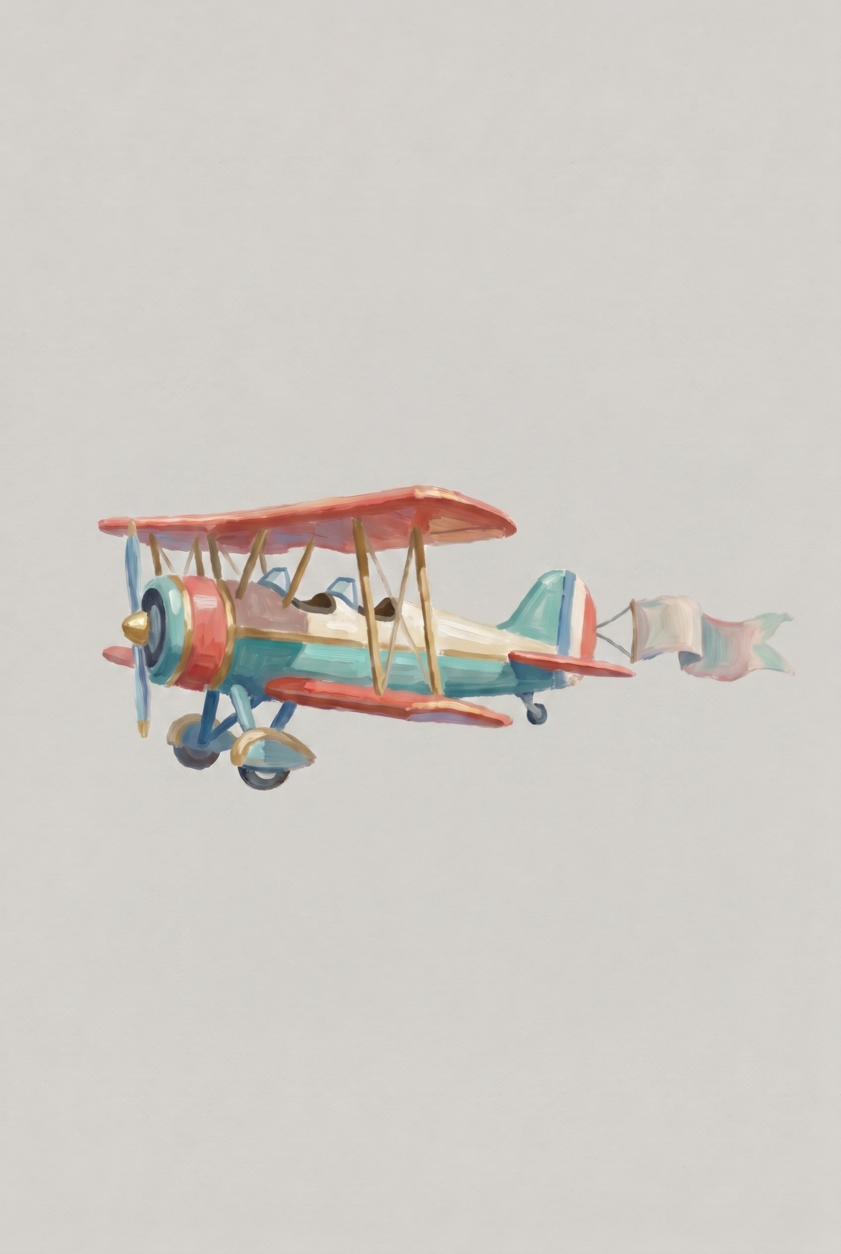 Vintage Red Wing Biplane Wall Art - Vintage Sky Flyer