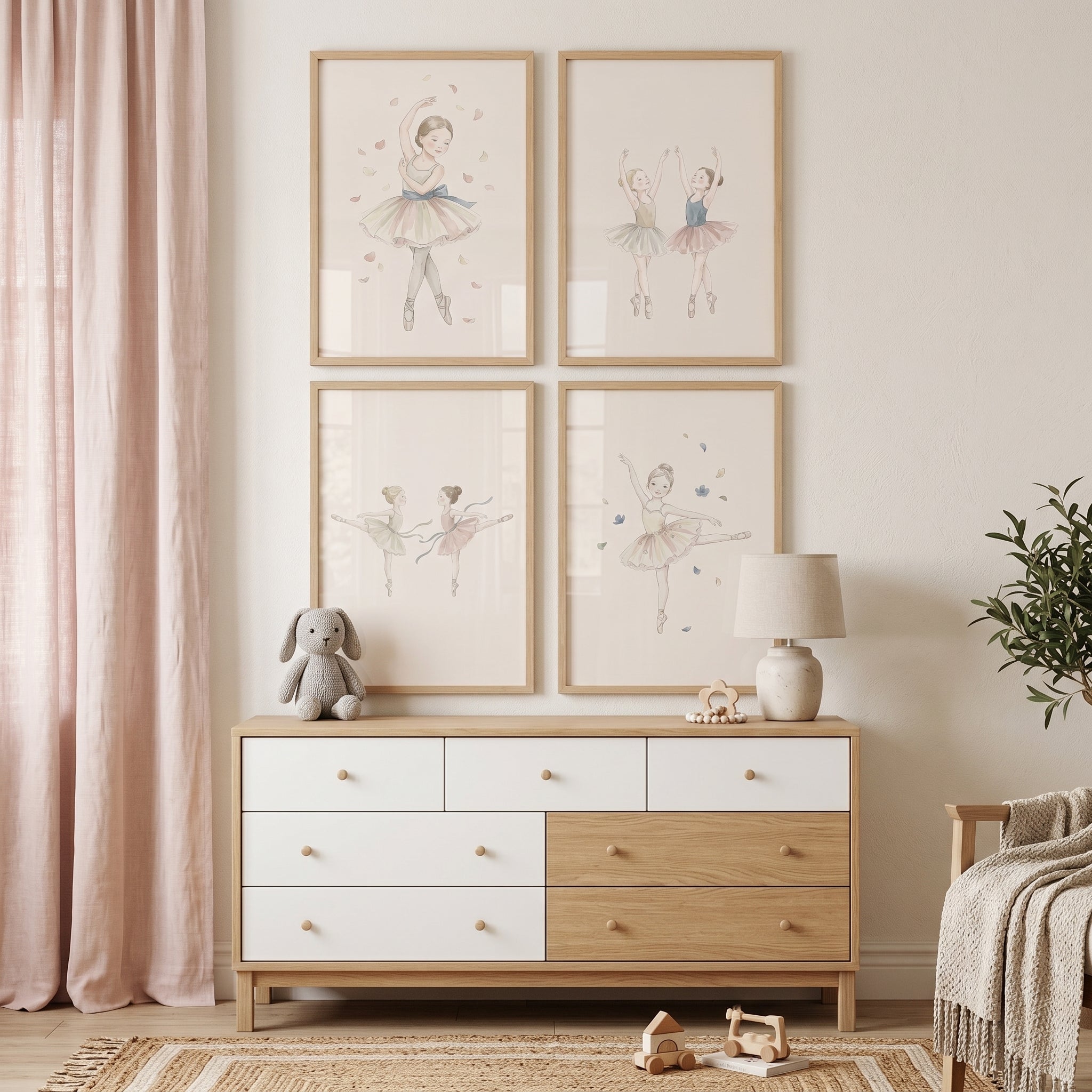 Vintage Style Dancing Ballerina Wall Art Set Of 4 - Petite Ballet Dancers
