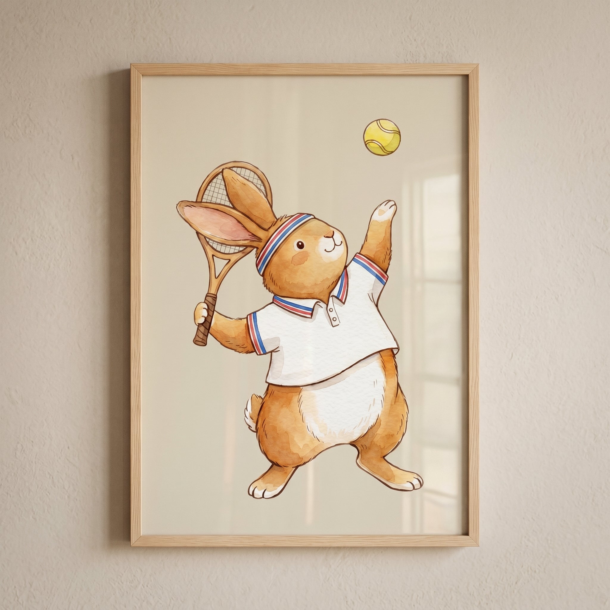Vintage Style Tennis Bunny Artwork - Tennis Bunny Ace