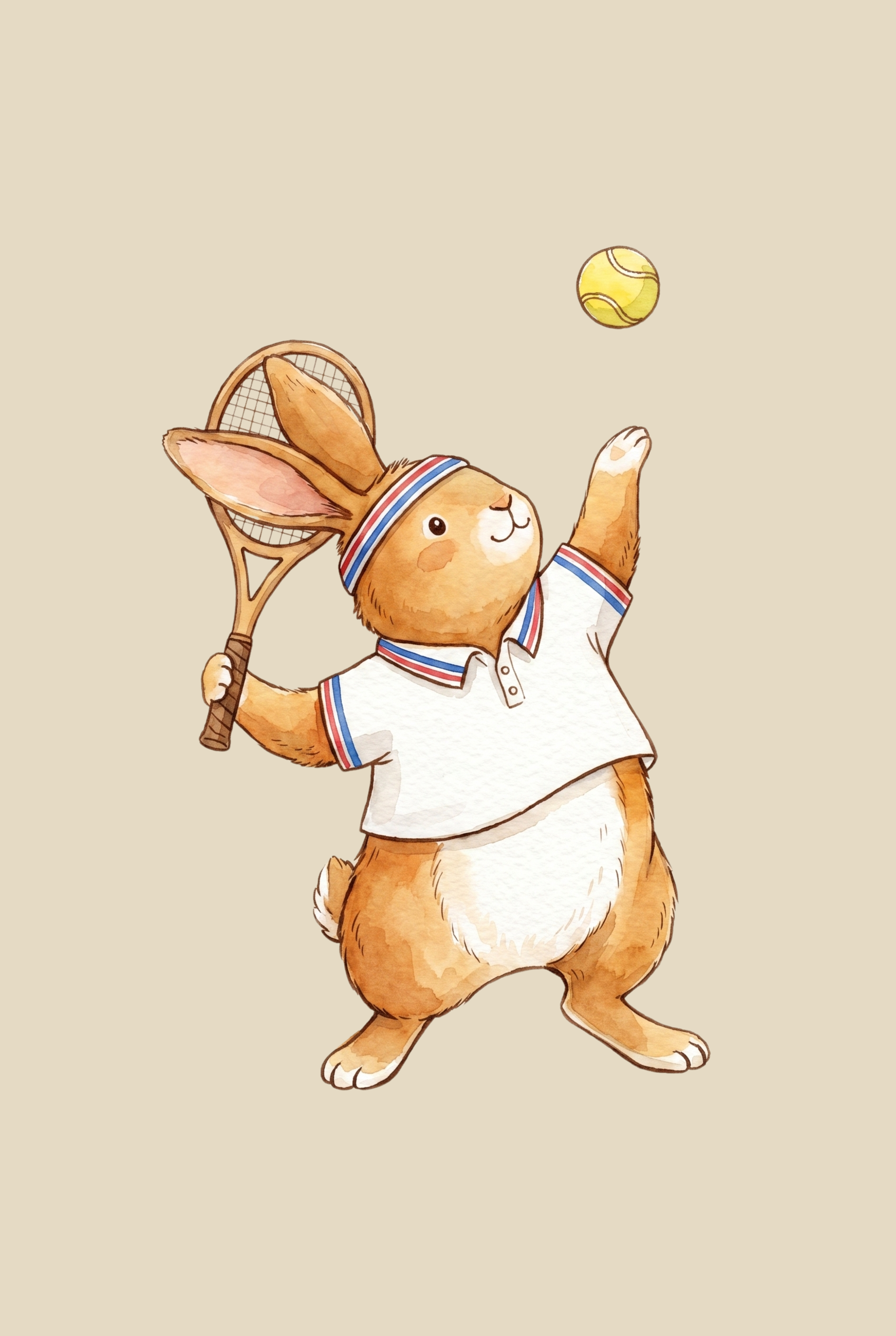 Vintage Style Tennis Bunny Artwork - Tennis Bunny Ace
