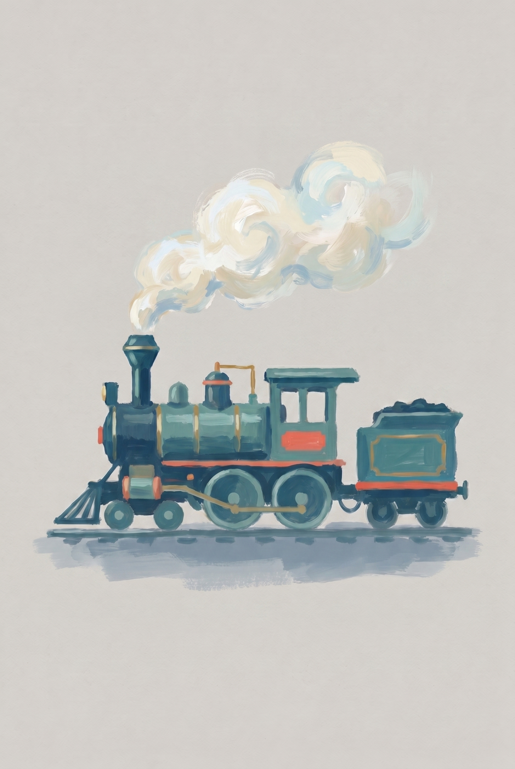 Vintage Teal Steam Train Wall Art - Vintage Steam Voyage