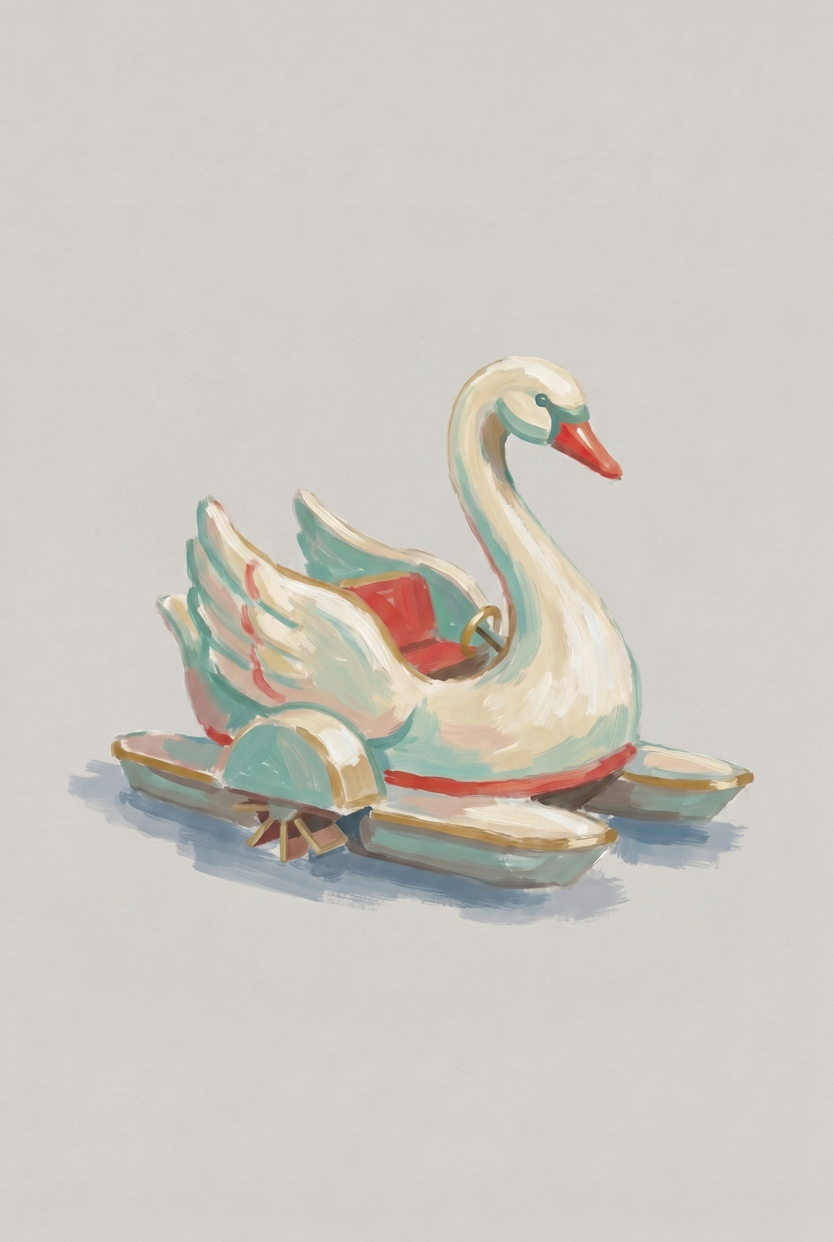 Vintage Teal Swan Ride Wall Art - Vintage Swan Vessel