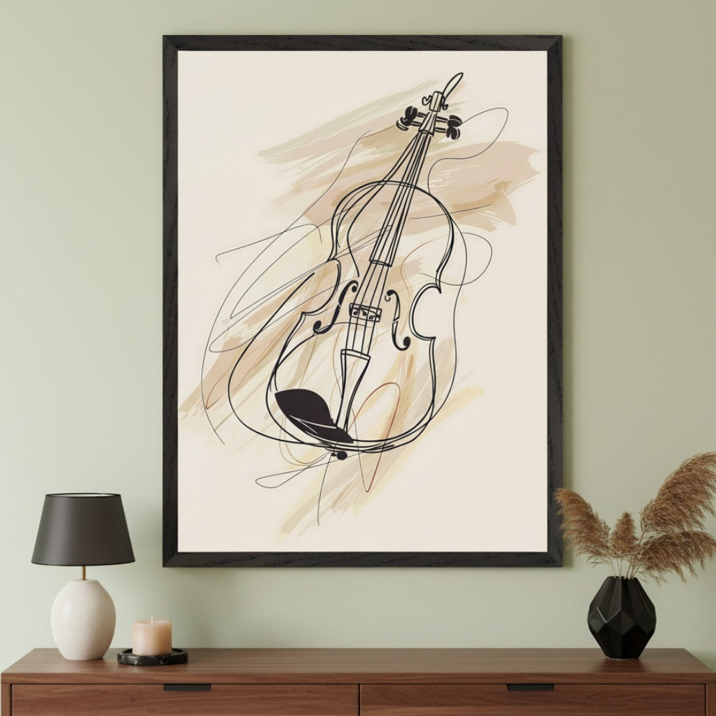 Serene Strings - Violin Framed Wall Art for Living Room, Bedroom or Office