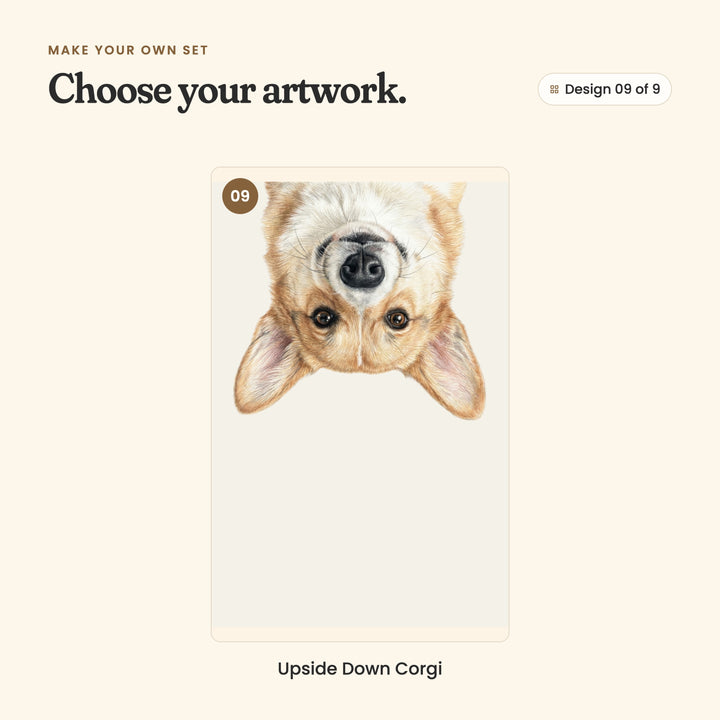 Design 09 of 9: Upside Down Corgi, an upside-down corgi