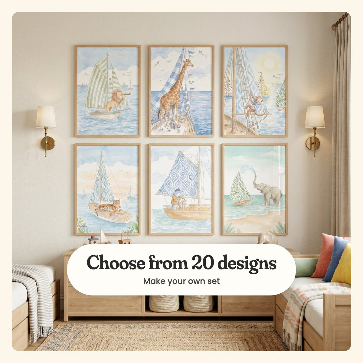 Nautical Sailing Animals - Kids and Nursery Wall Art - Choose Your Own Gallery