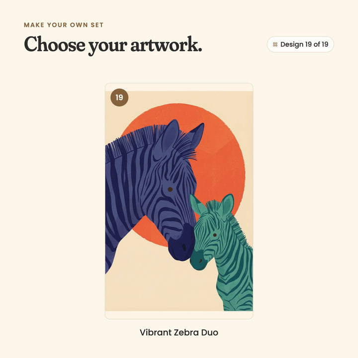 Design 19 of 19: Vibrant Zebra Duo, a zebra and foal cheek to cheek