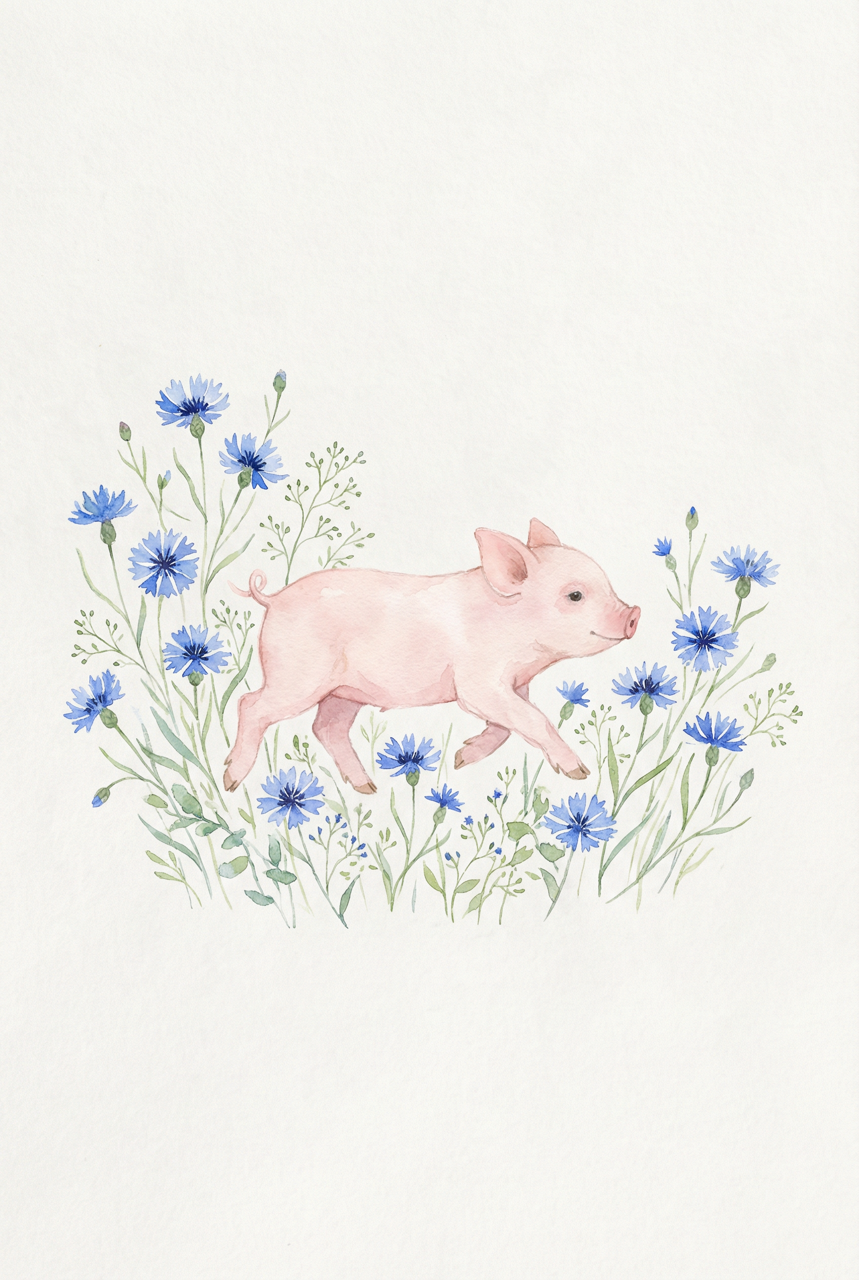 Walking Blue Flower Piglet Wall Art - Piglet In Flowers