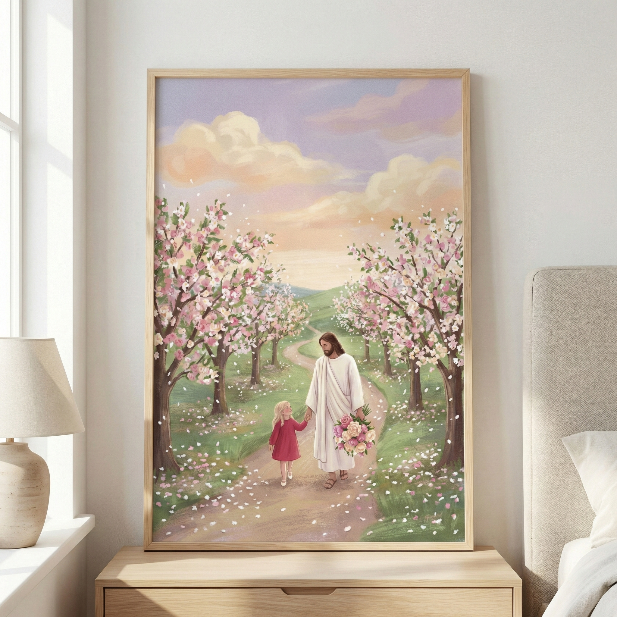 Jesus Wall Art For Nursery - Walking With Jesus