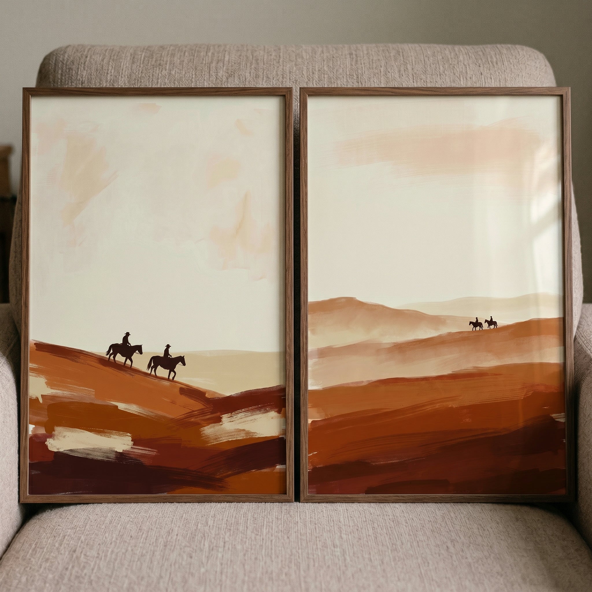 Warm Sienna Desert Horse Print Set of 2 - Red Earth Riders