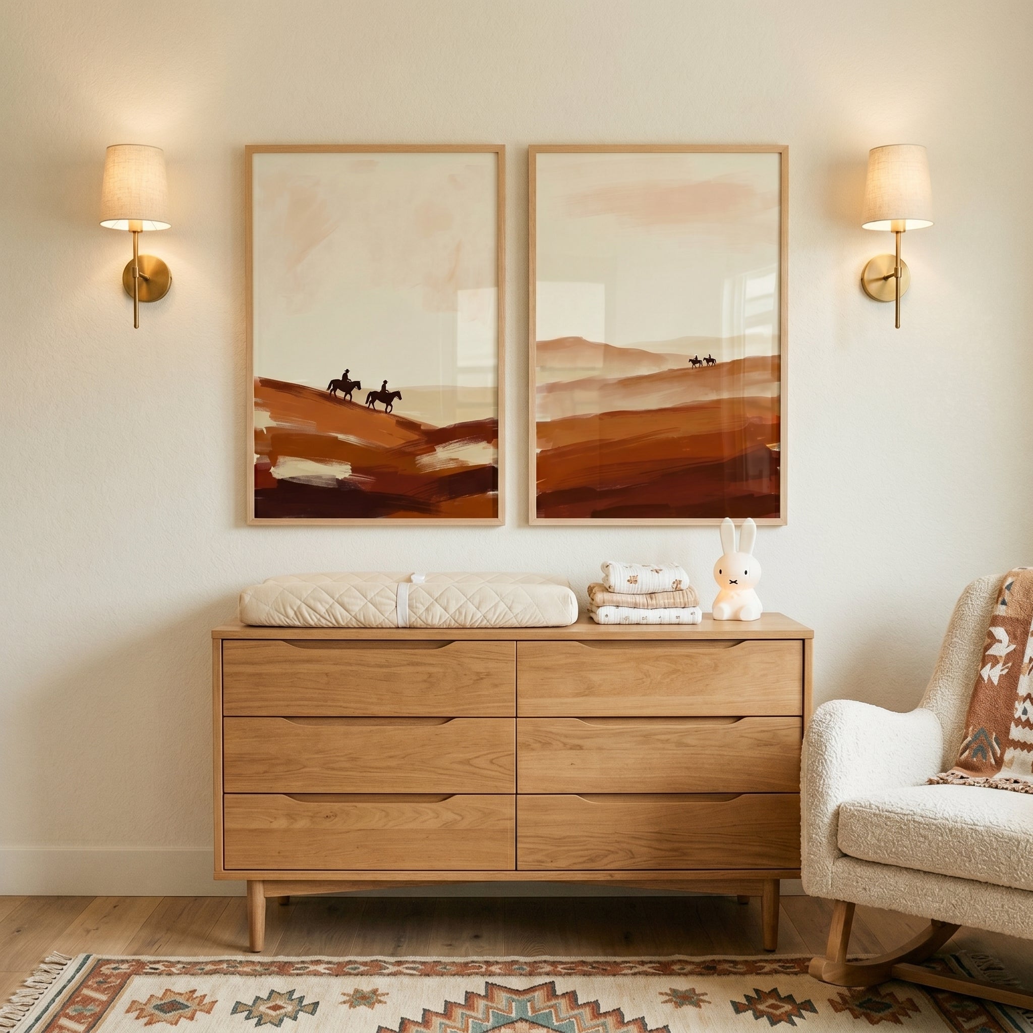 Warm Sienna Desert Horse Print Set of 2 - Red Earth Riders