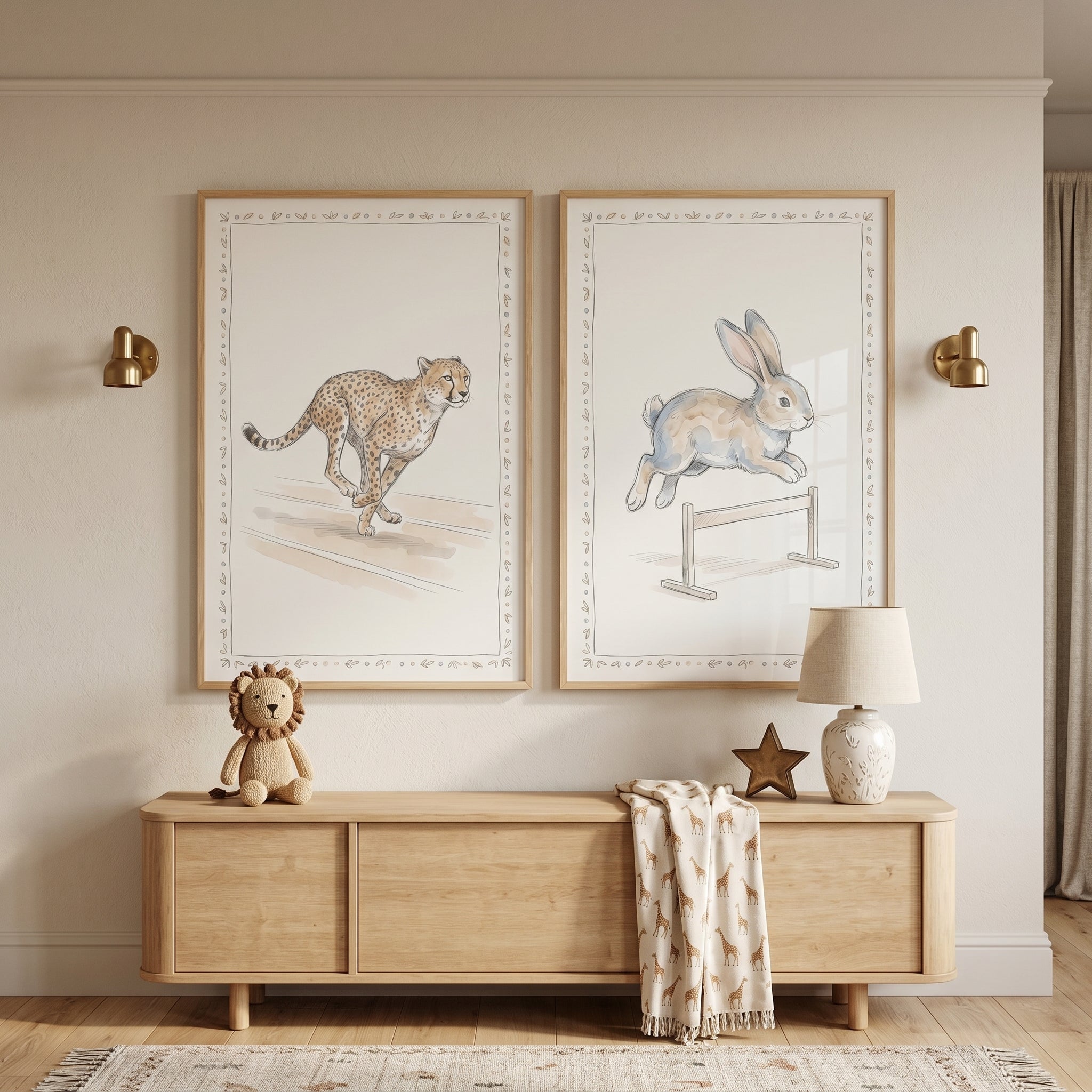 Wash Active Animals Wall Art Set of 2 - Swift Sporty Pair