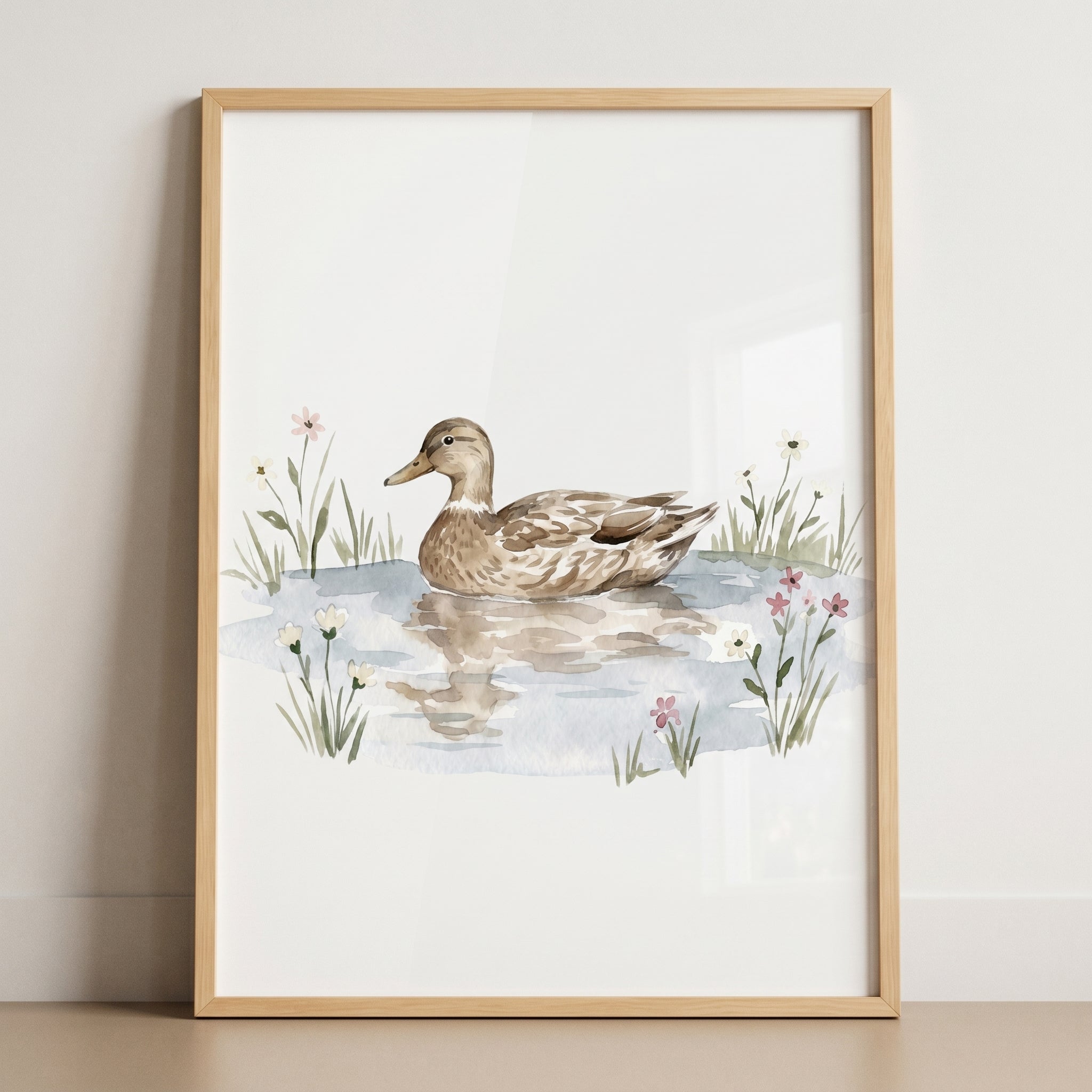 Water Reflection Mallard Duck Wall Art - Quiet Pond Duck